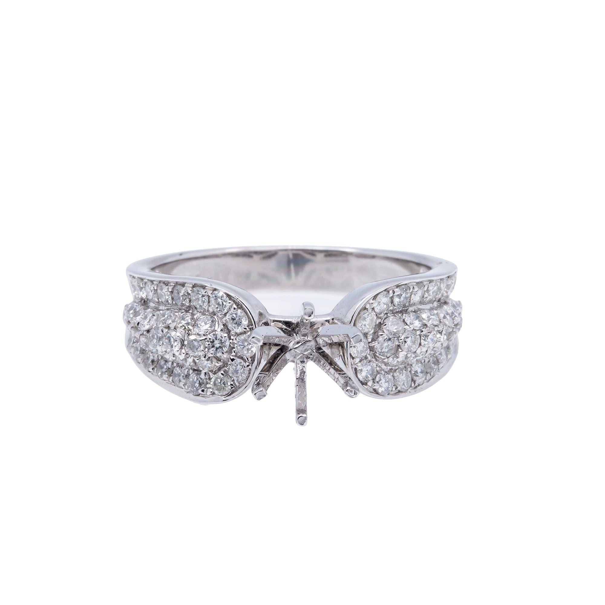 14K White Semi Mount Gold Round Diamond Ring