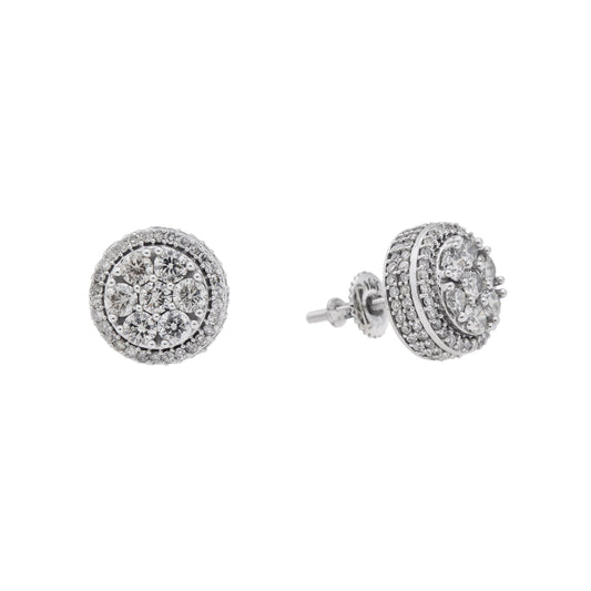 10K GOLD ROUND DIAMOND CLUSTER EARRINGS 1.41 CTW
