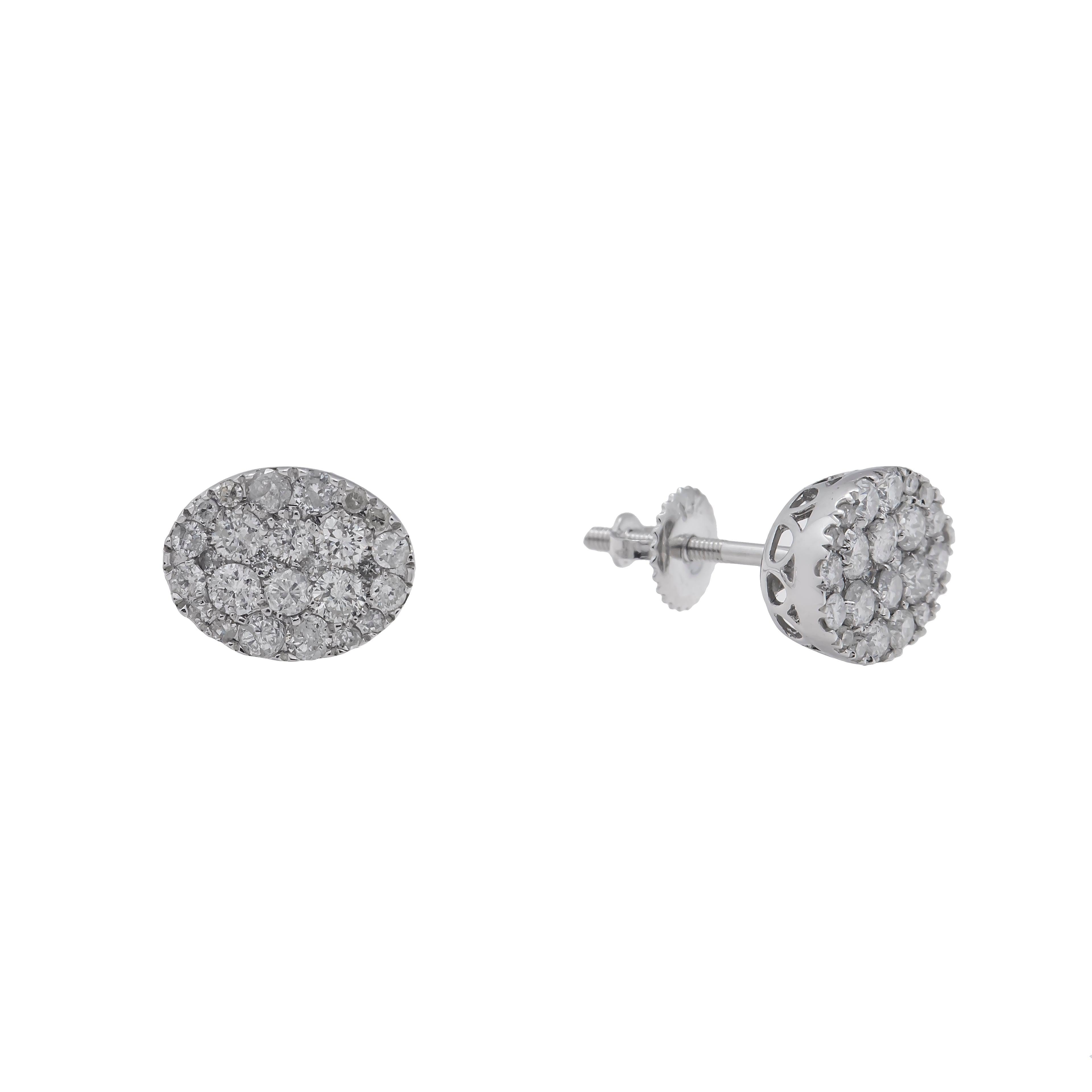 14K GOLD ROUNDED DIAMOND EARRINGS 0.76 CTW