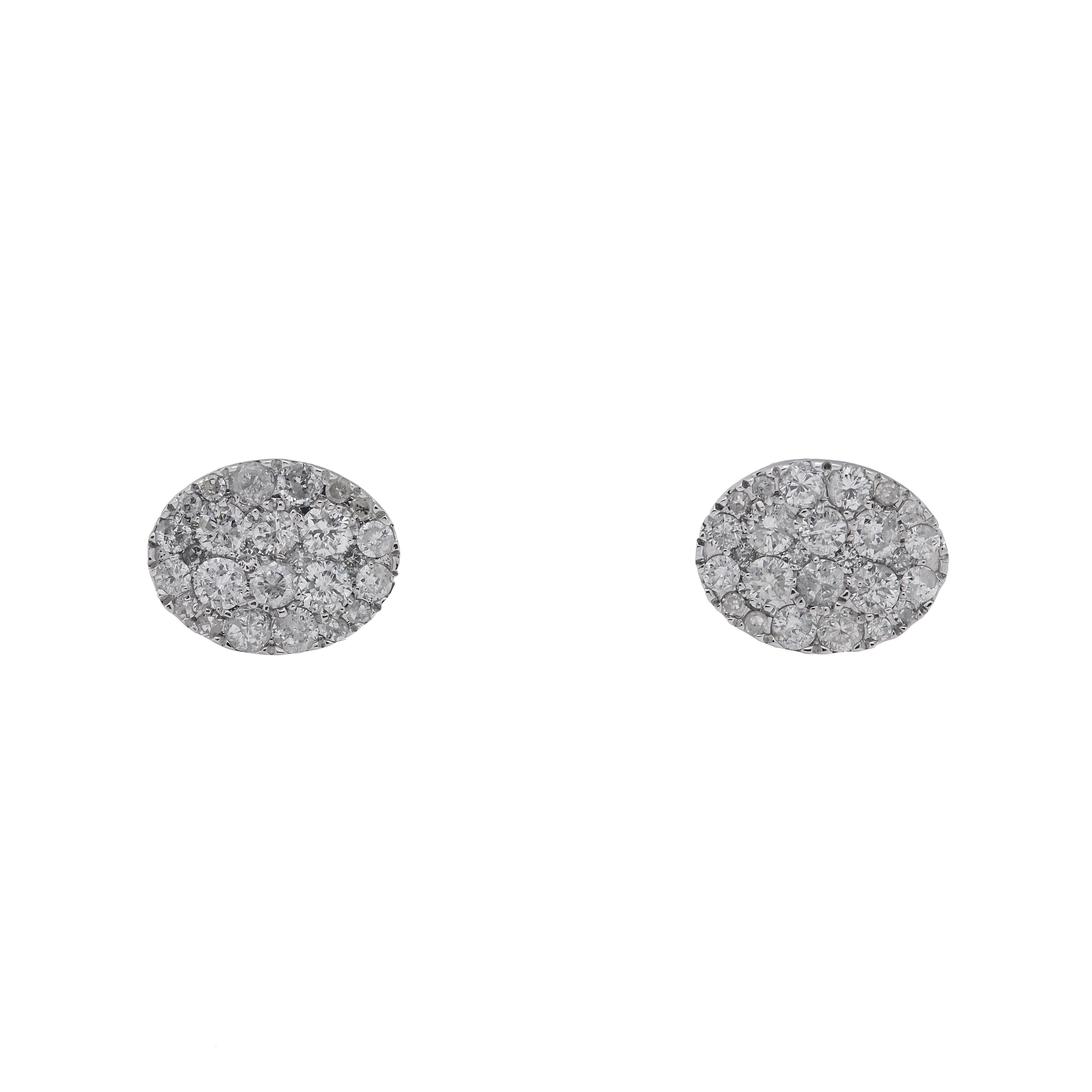 14K GOLD ROUNDED DIAMOND EARRINGS 0.76 CTW
