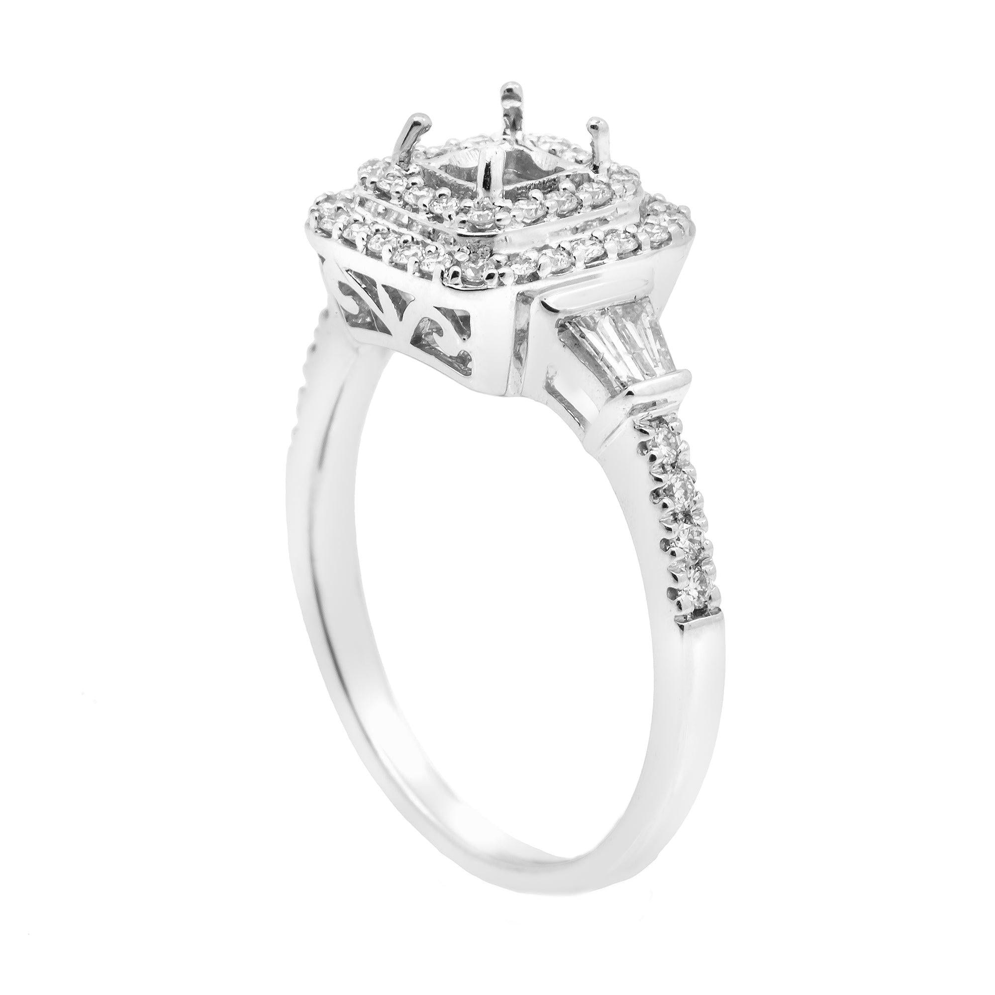 18K White Semi Mount Gold Round Diamond Ring