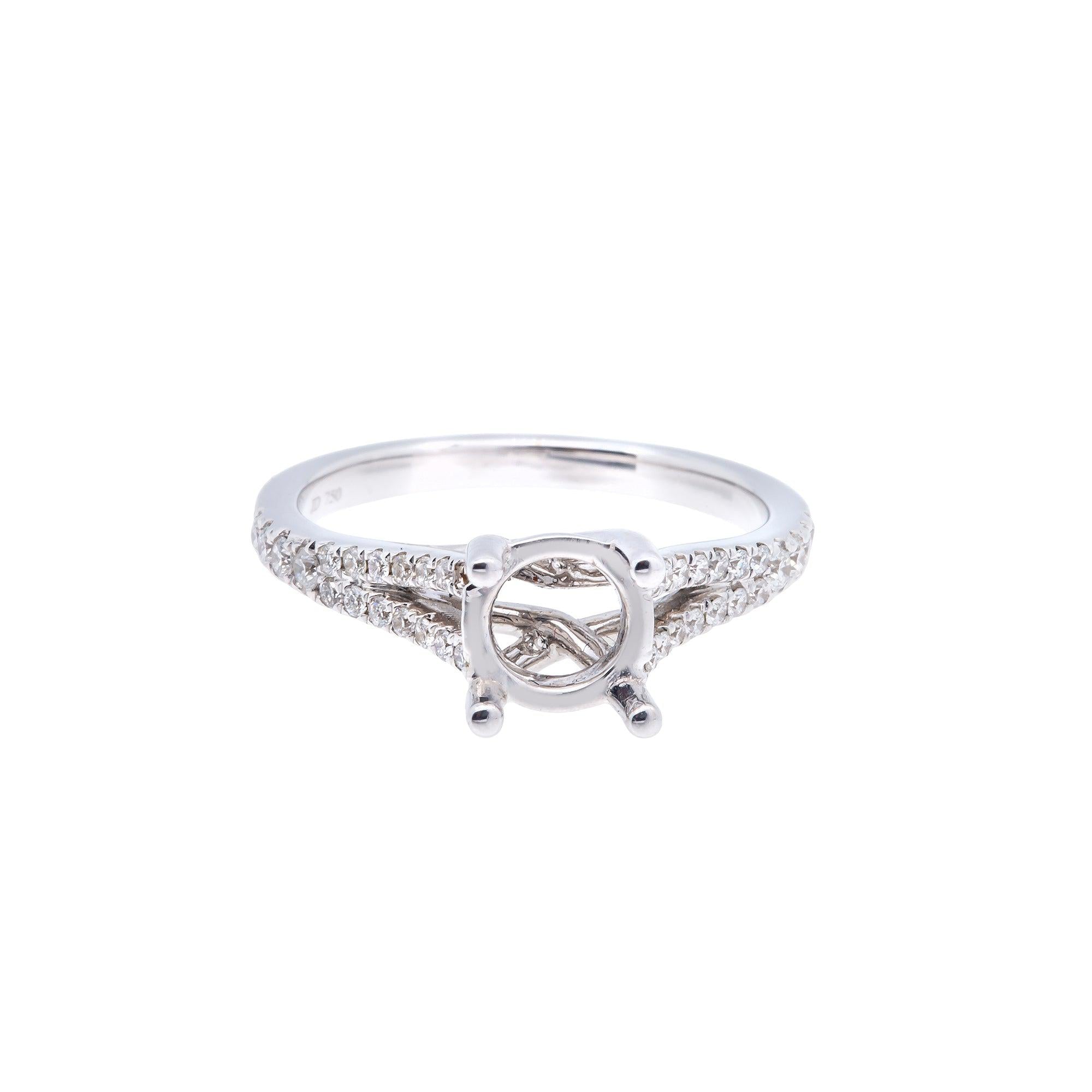 18K White Semi Mount Gold Round Diamond Ring