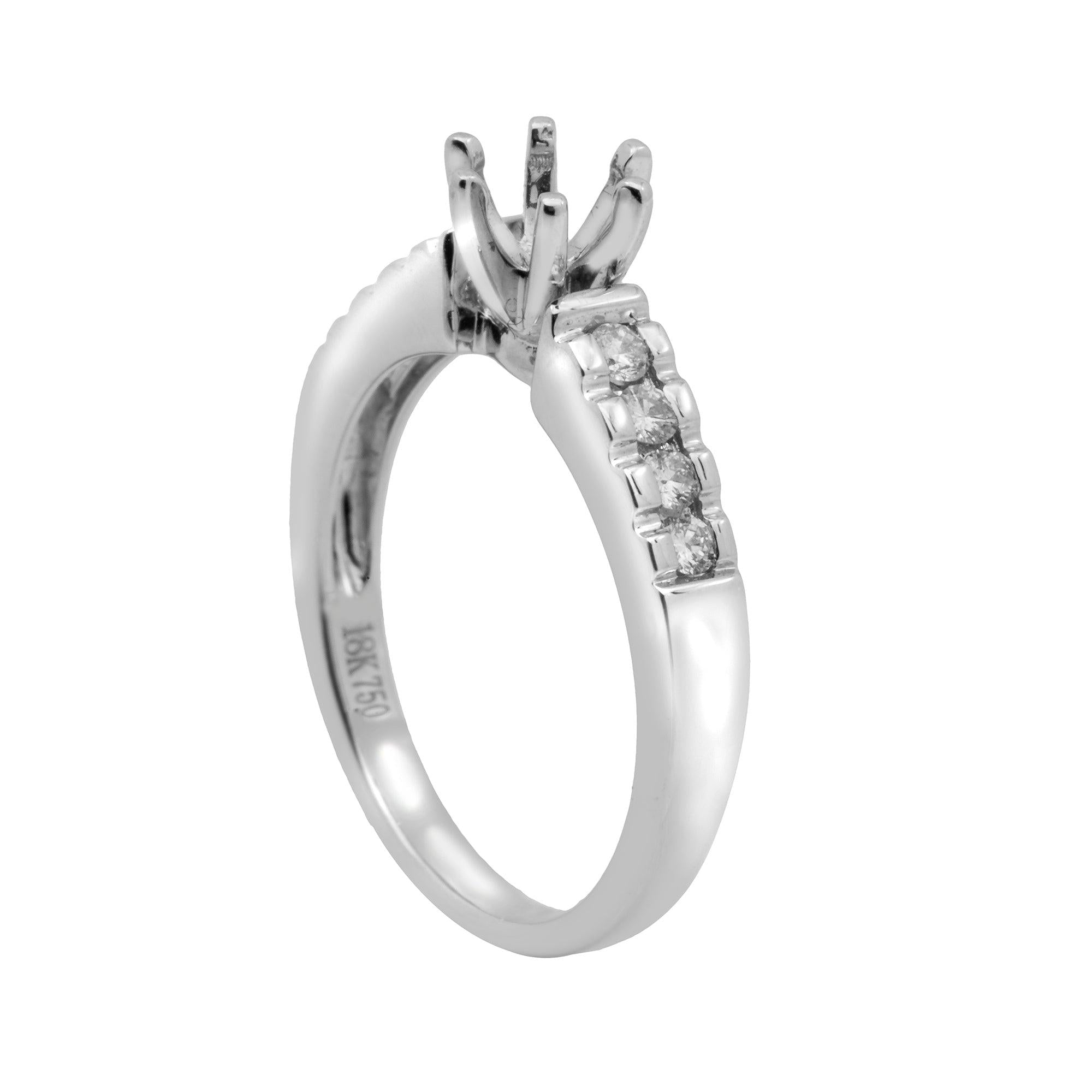 18K White Semi Mount Gold Round Diamond Ring