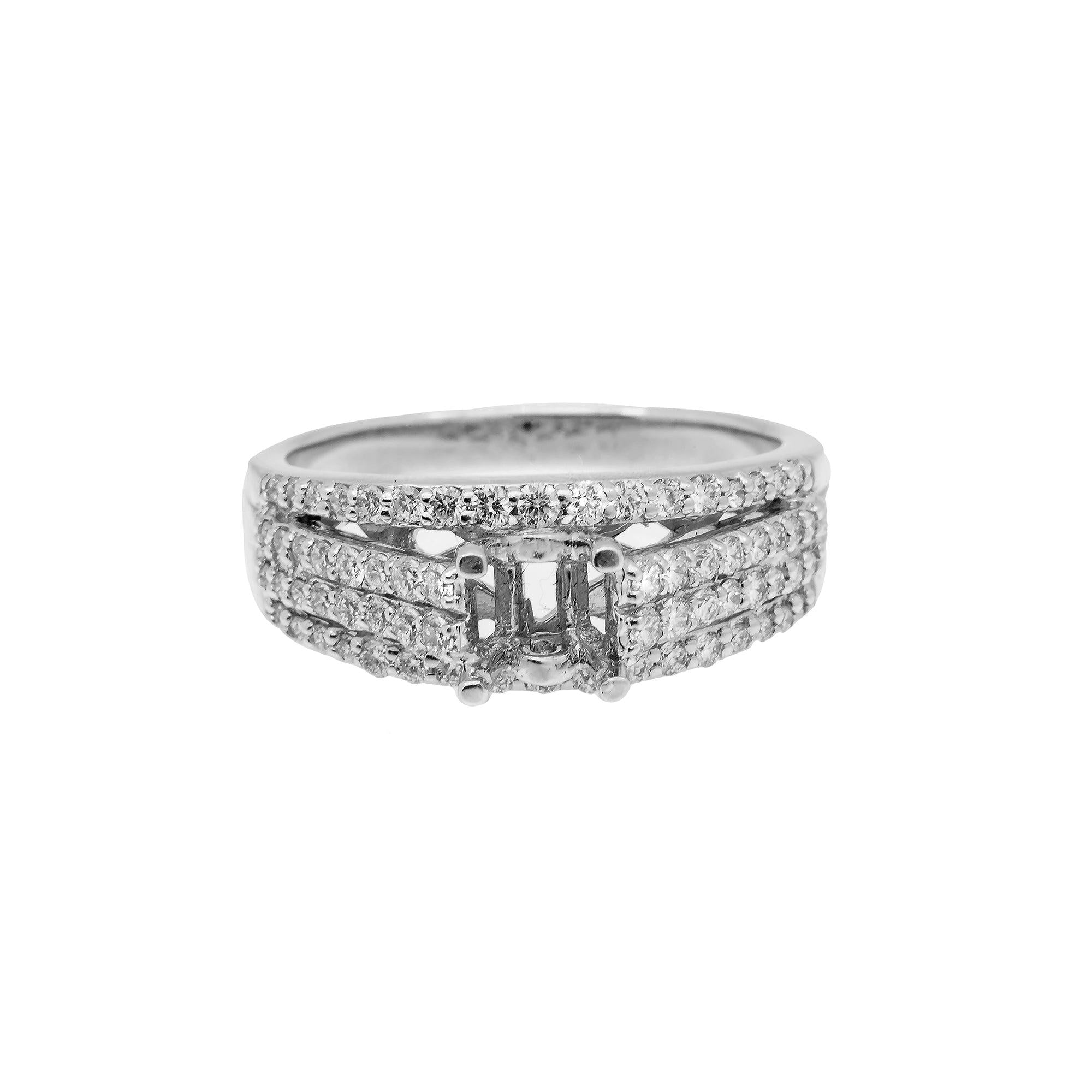 18K White Semi Mount Gold Round Diamond Ring