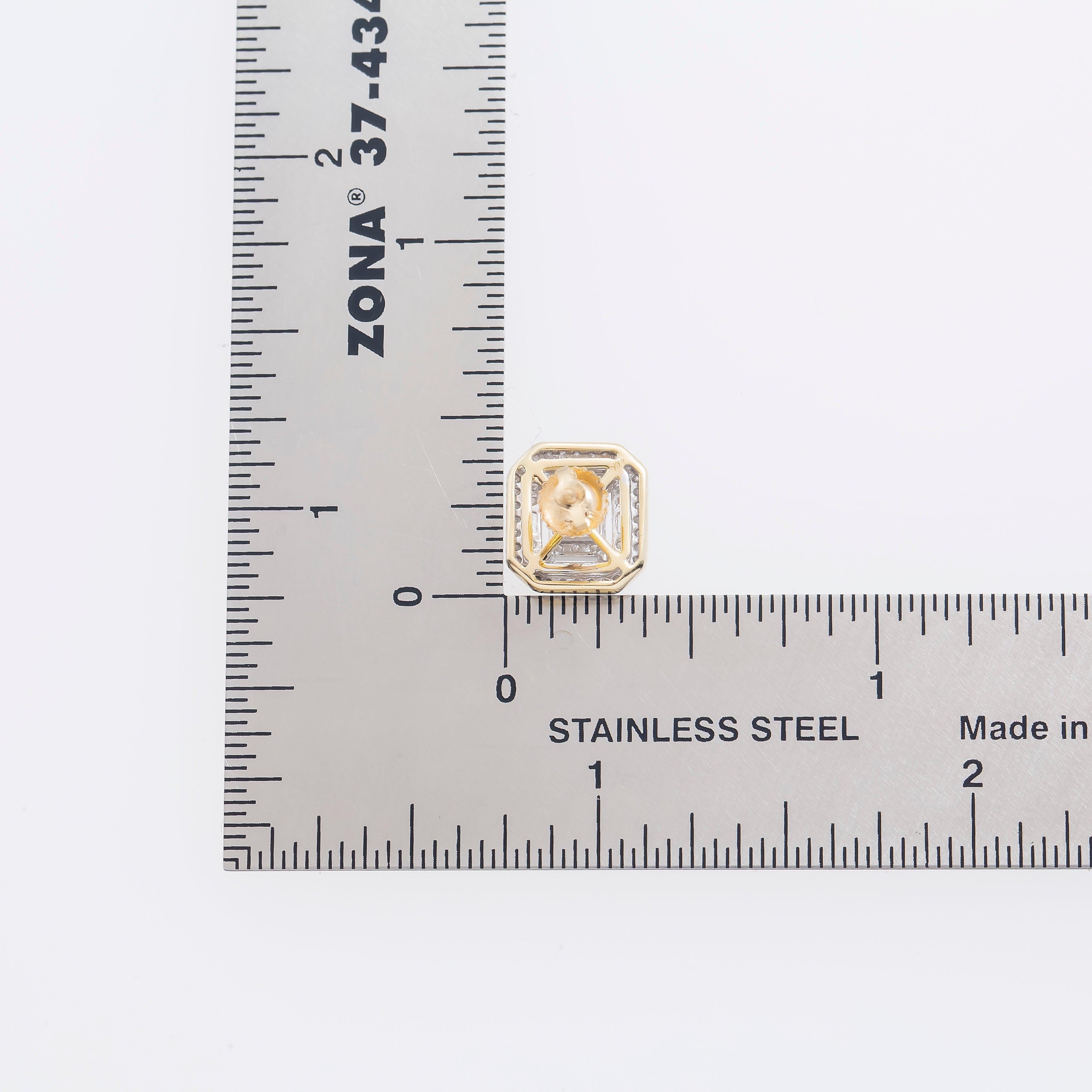 14K GOLD BAGUETTE AND ROUND DIAMOND EARRINGS 0.50 CTW