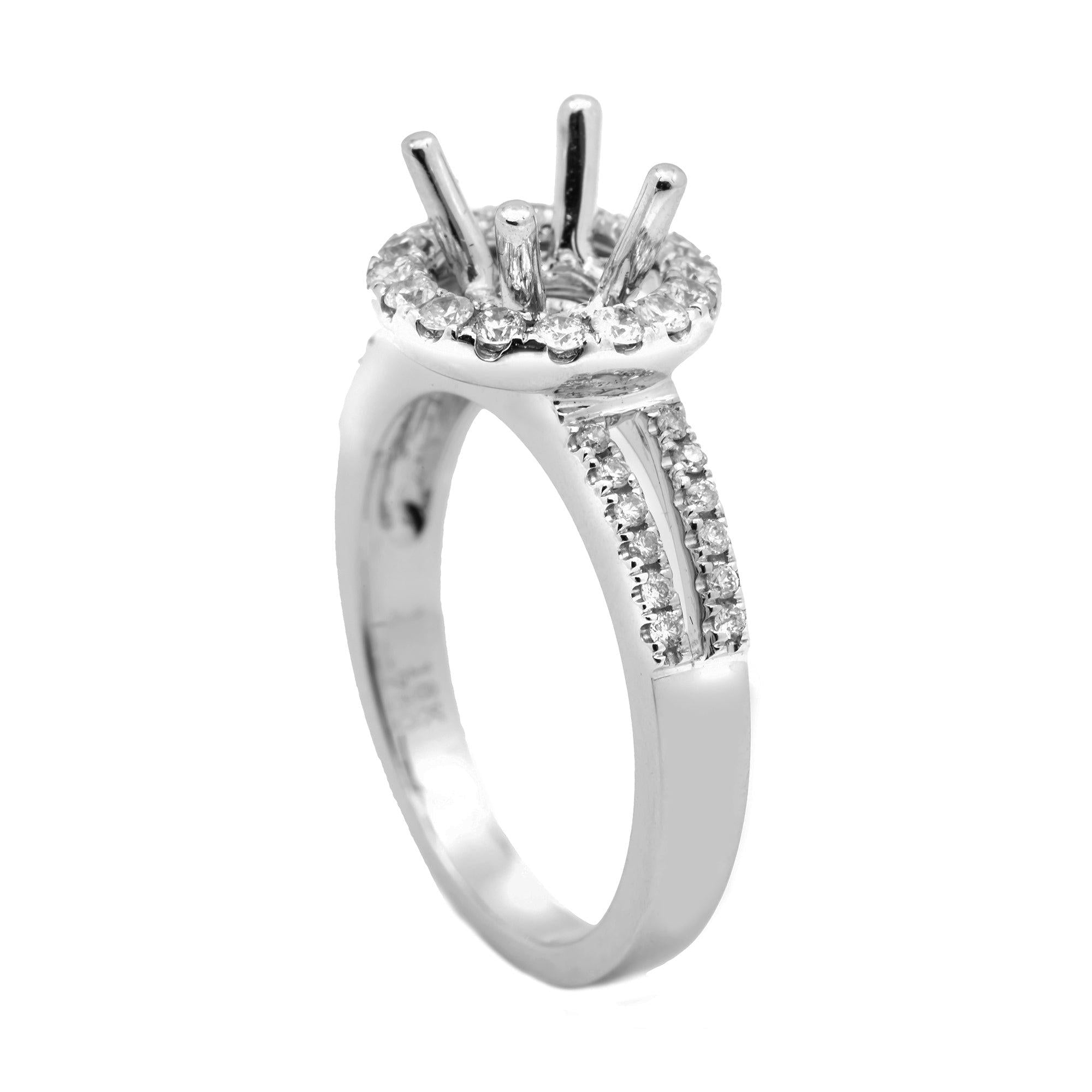 18K White Semi Mount Gold Round Diamond Ring
