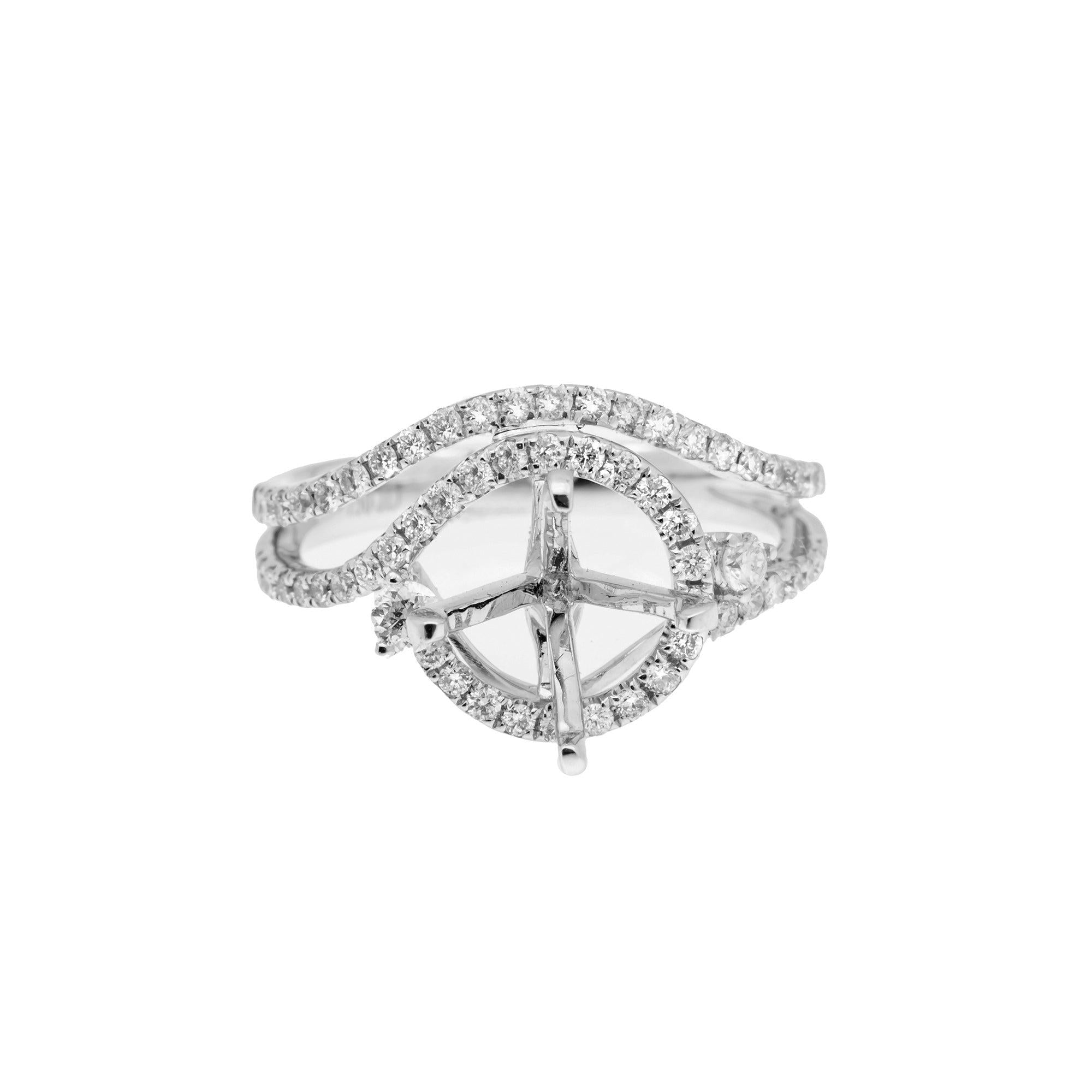18K White Semi Mount Gold Round Diamond Ring
