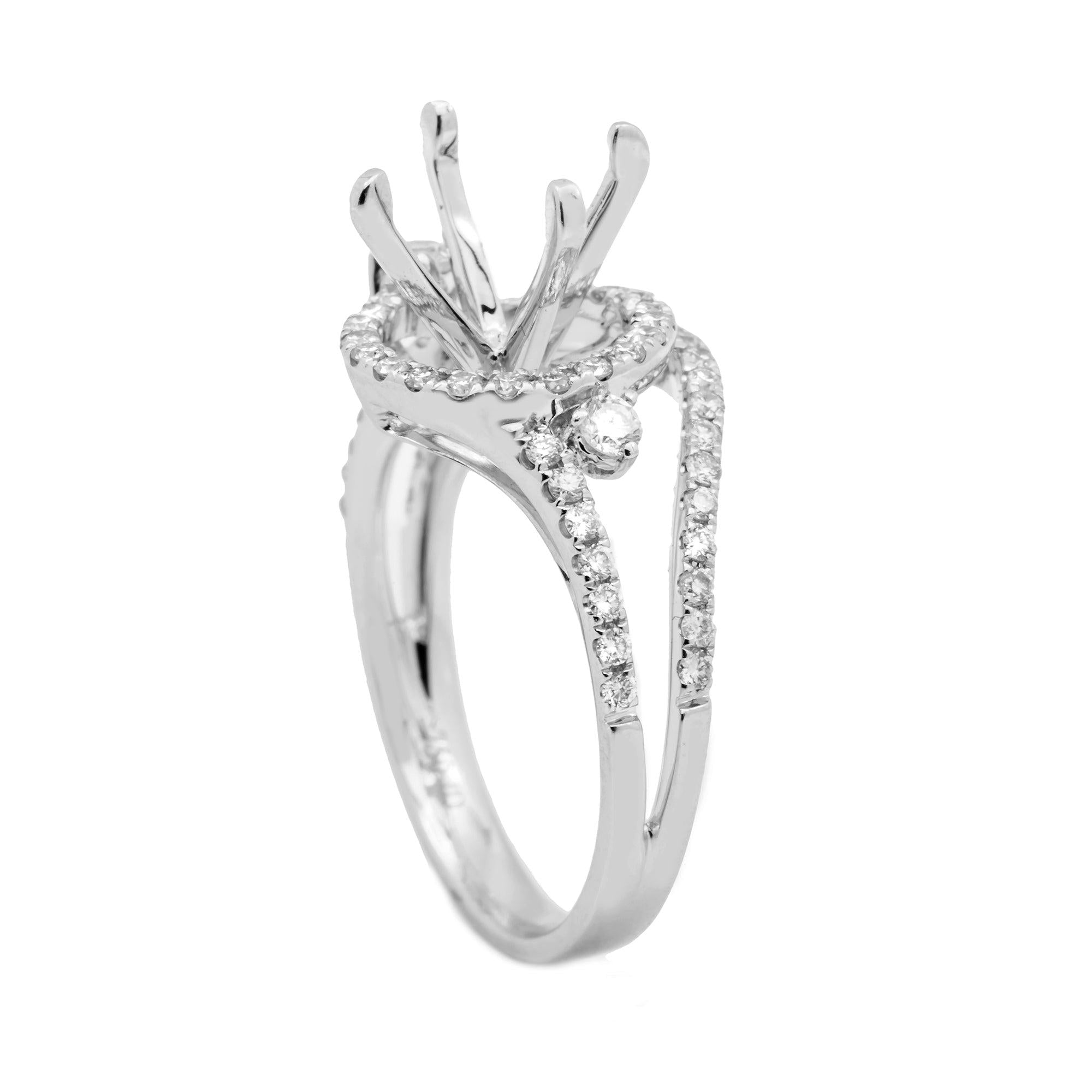 18K White Semi Mount Gold Round Diamond Ring