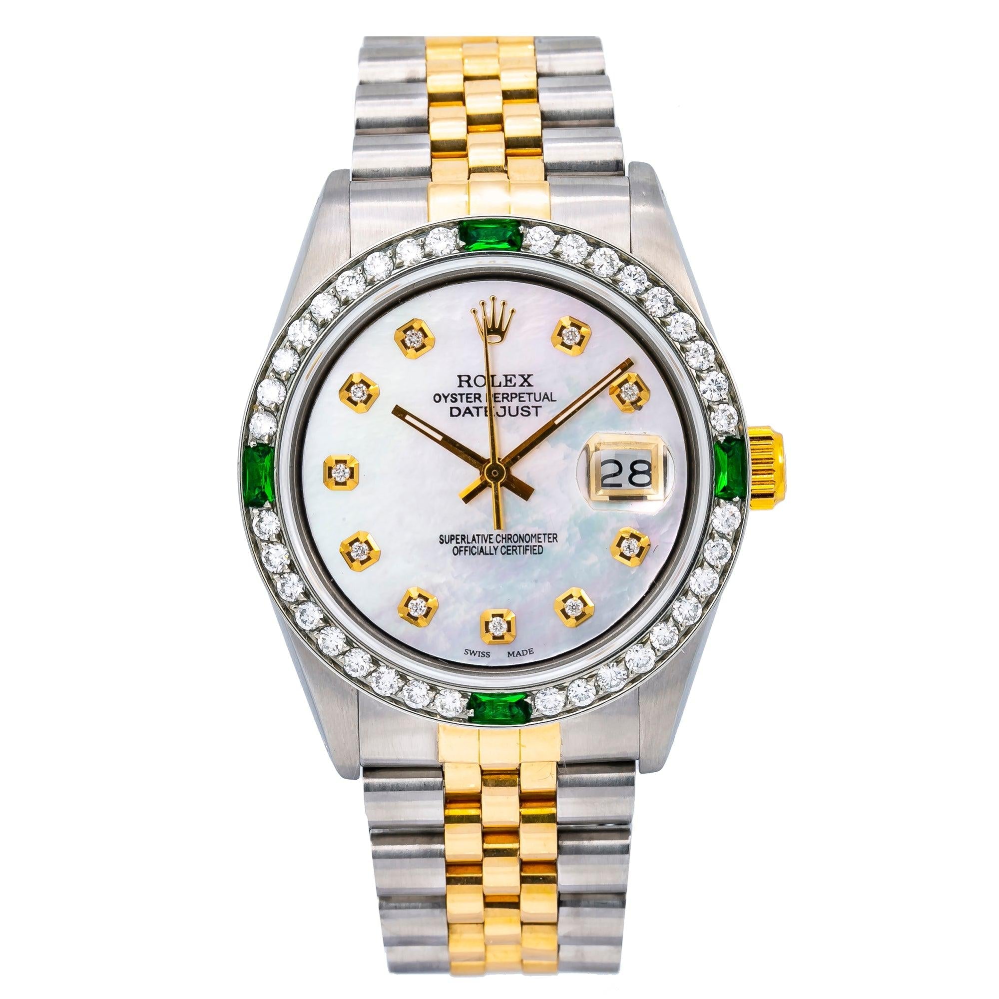 Rolex Datejust 16013 36MM White Mother of Pearl Dial With Two Tone Jubilee Bracelet
