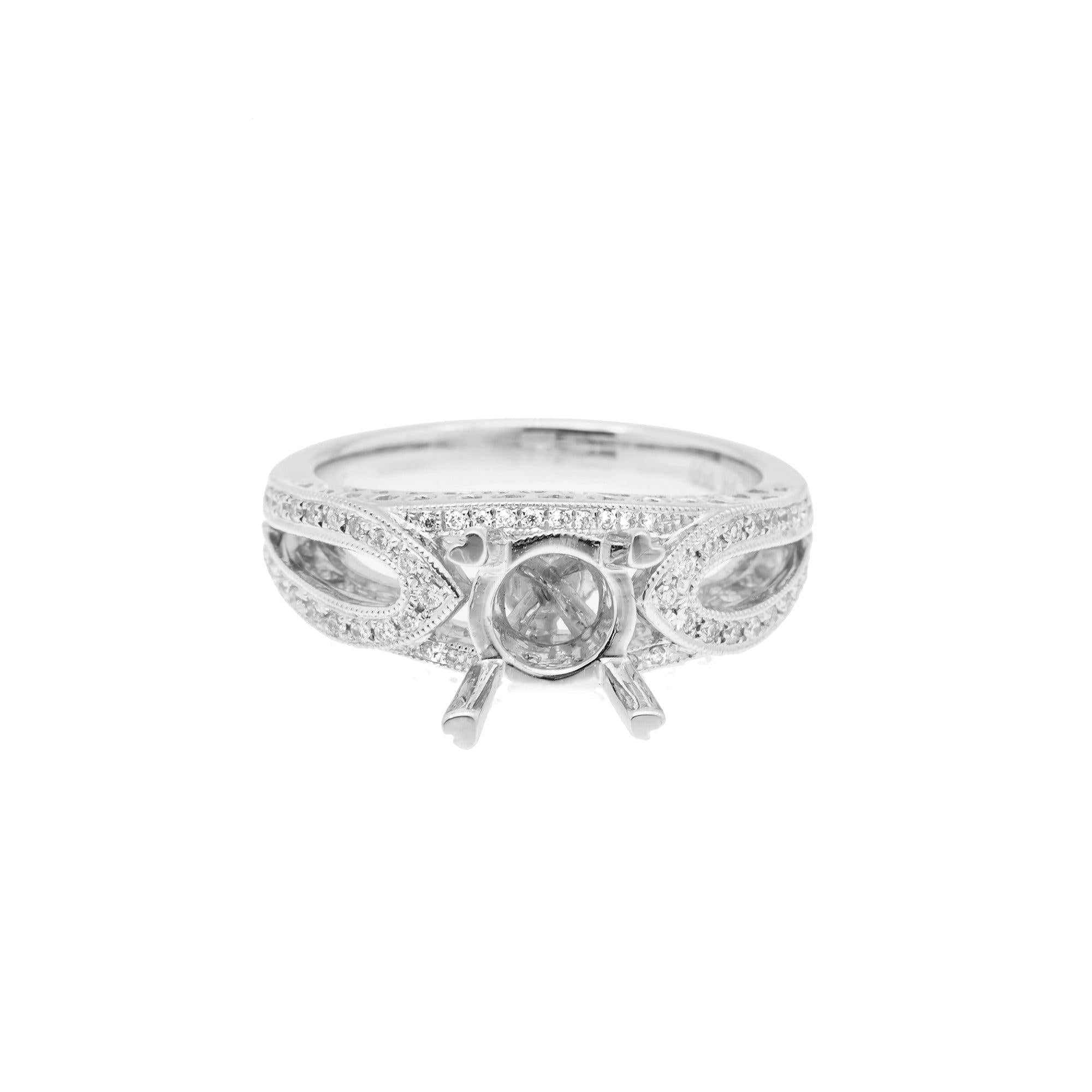 18K White Semi Mount Gold Round Diamond Ring