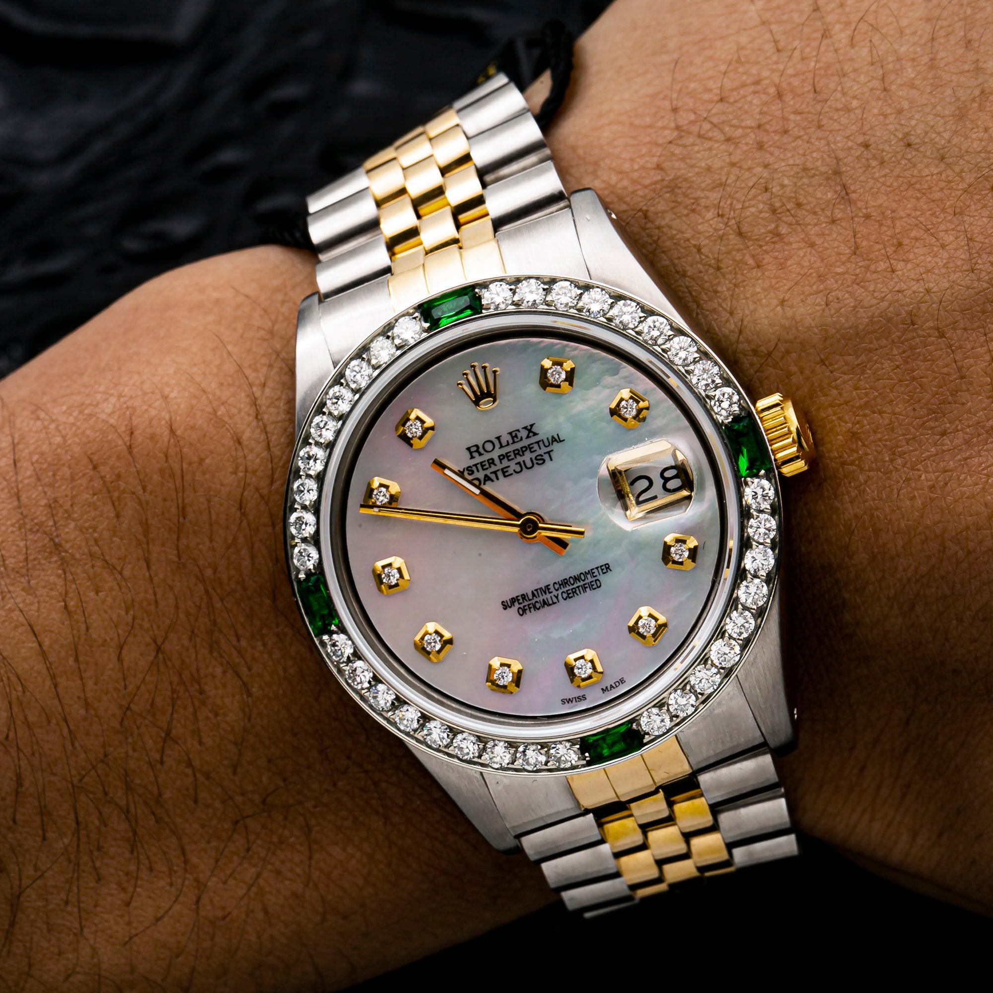 Rolex Datejust 16013 36MM White Mother of Pearl Dial With Two Tone Jubilee Bracelet
