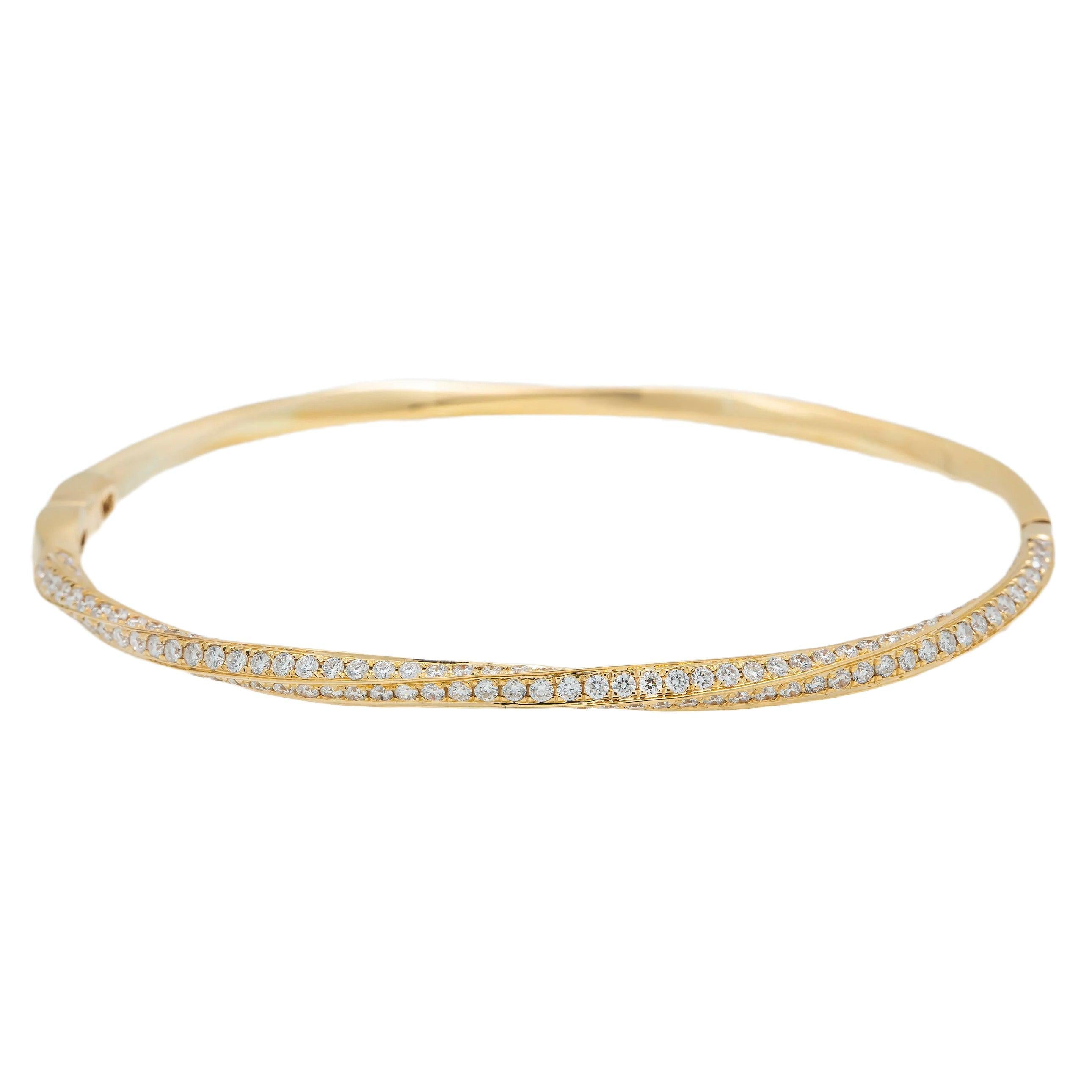 18K GOLD BANGLE BRACELET 2.07 CT DIAMONDS