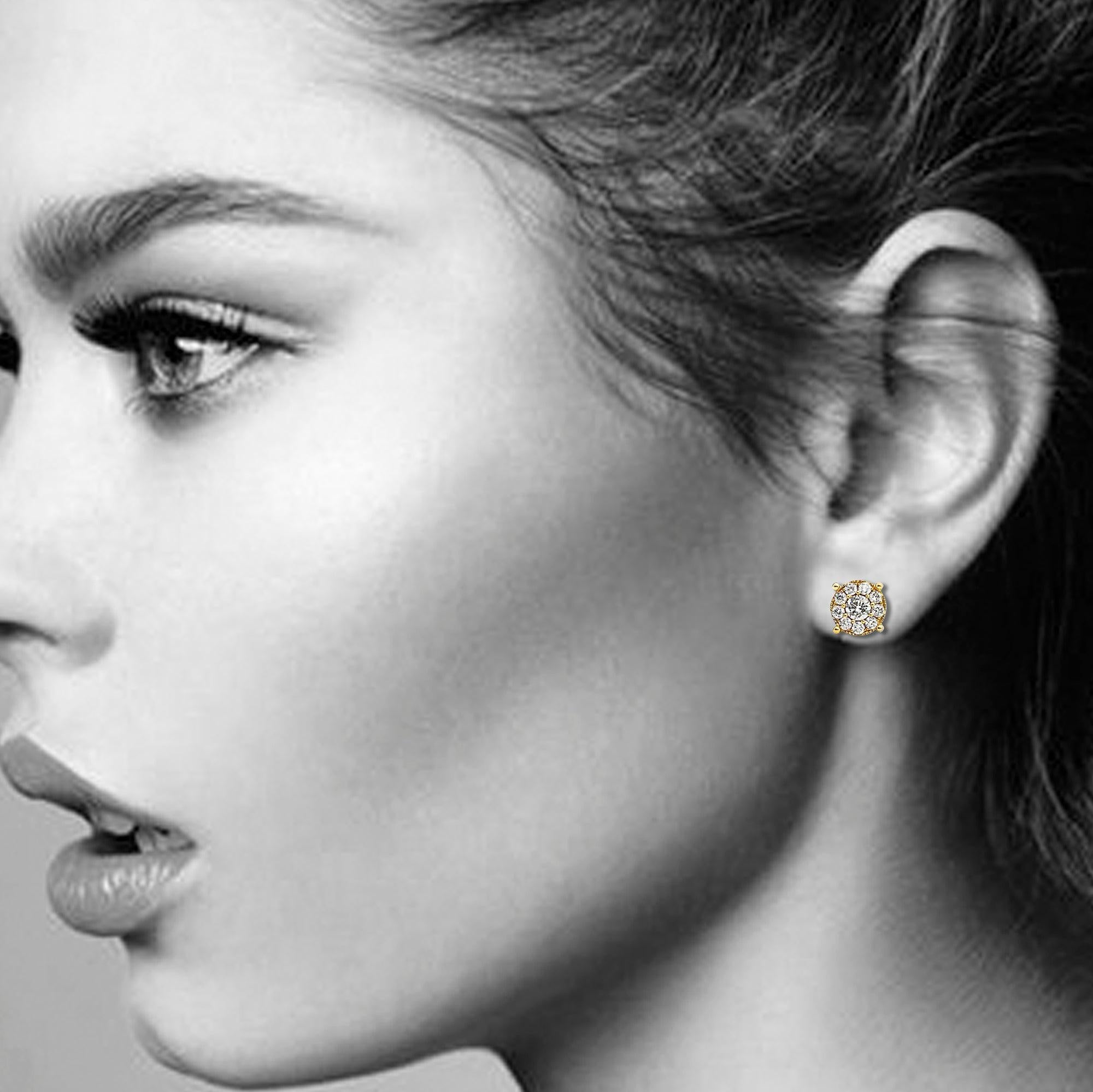 18K Rose Gold Ladies Earrings With 1.47 CT Diamonds