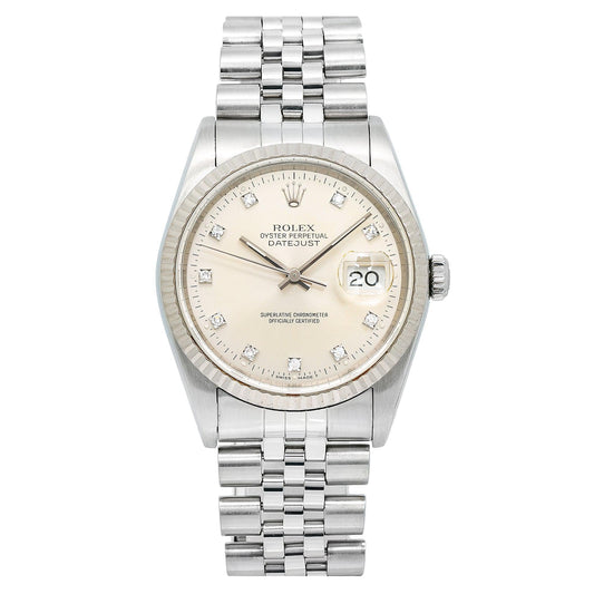 Rolex Datejust 16234 36MM Silver Diamond Dial With Stainless Steel Jubilee Bracelet