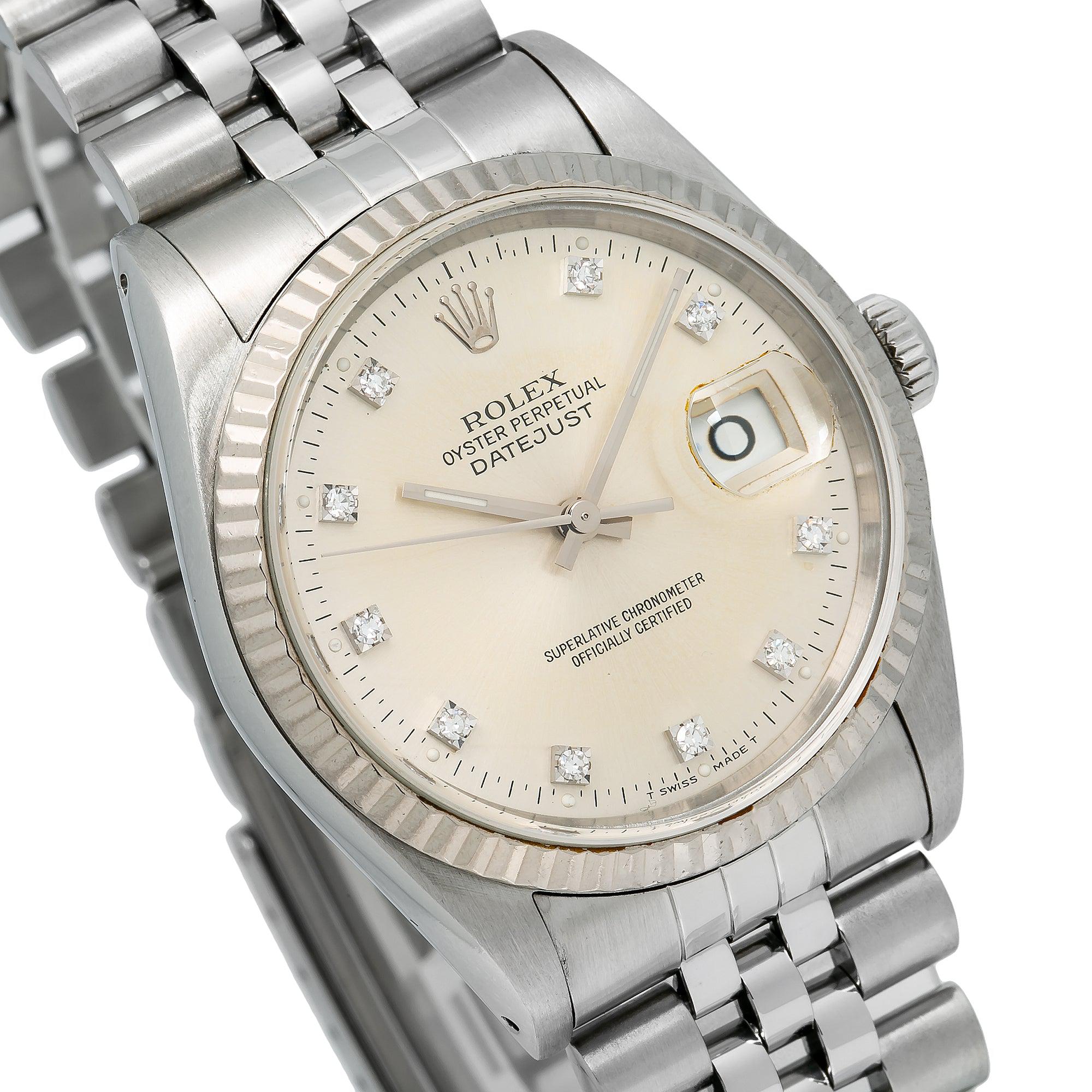 Rolex Datejust 16234 36MM Silver Diamond Dial With Stainless Steel Jubilee Bracelet