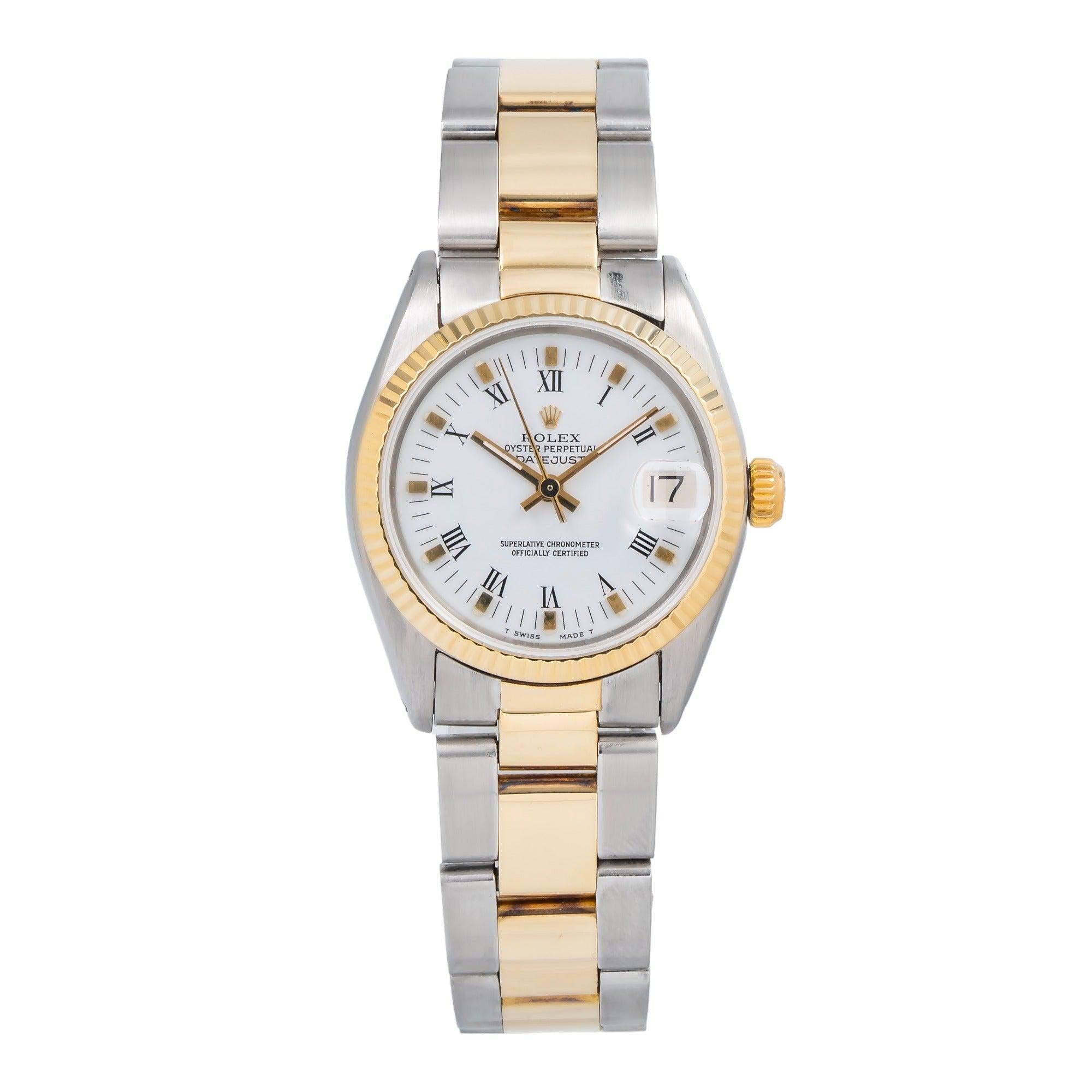 Rolex Datejust 6827 31MM White Roman Dial With Two Tone Oyster Bracelet