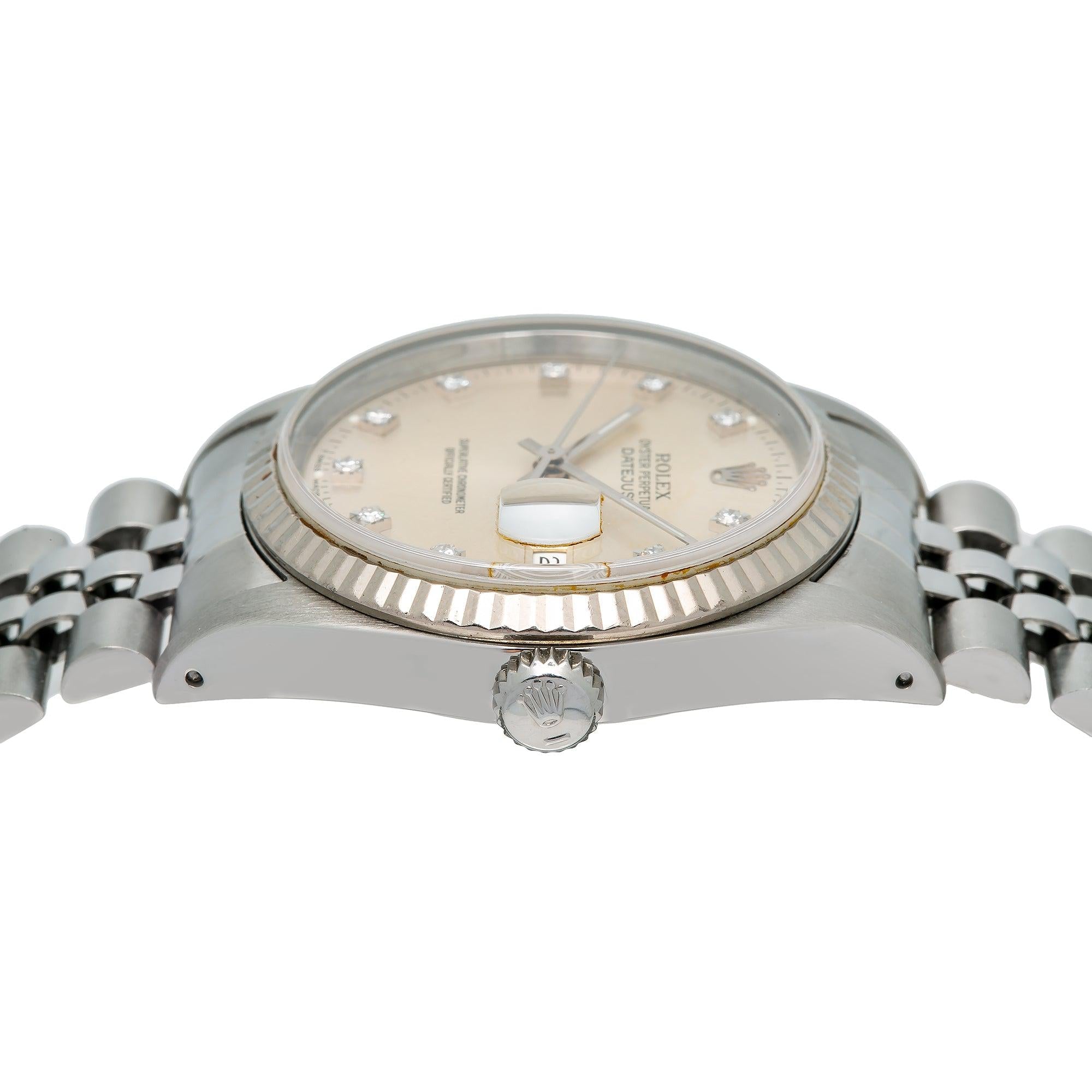 Rolex Datejust 16234 36MM Silver Diamond Dial With Stainless Steel Jubilee Bracelet