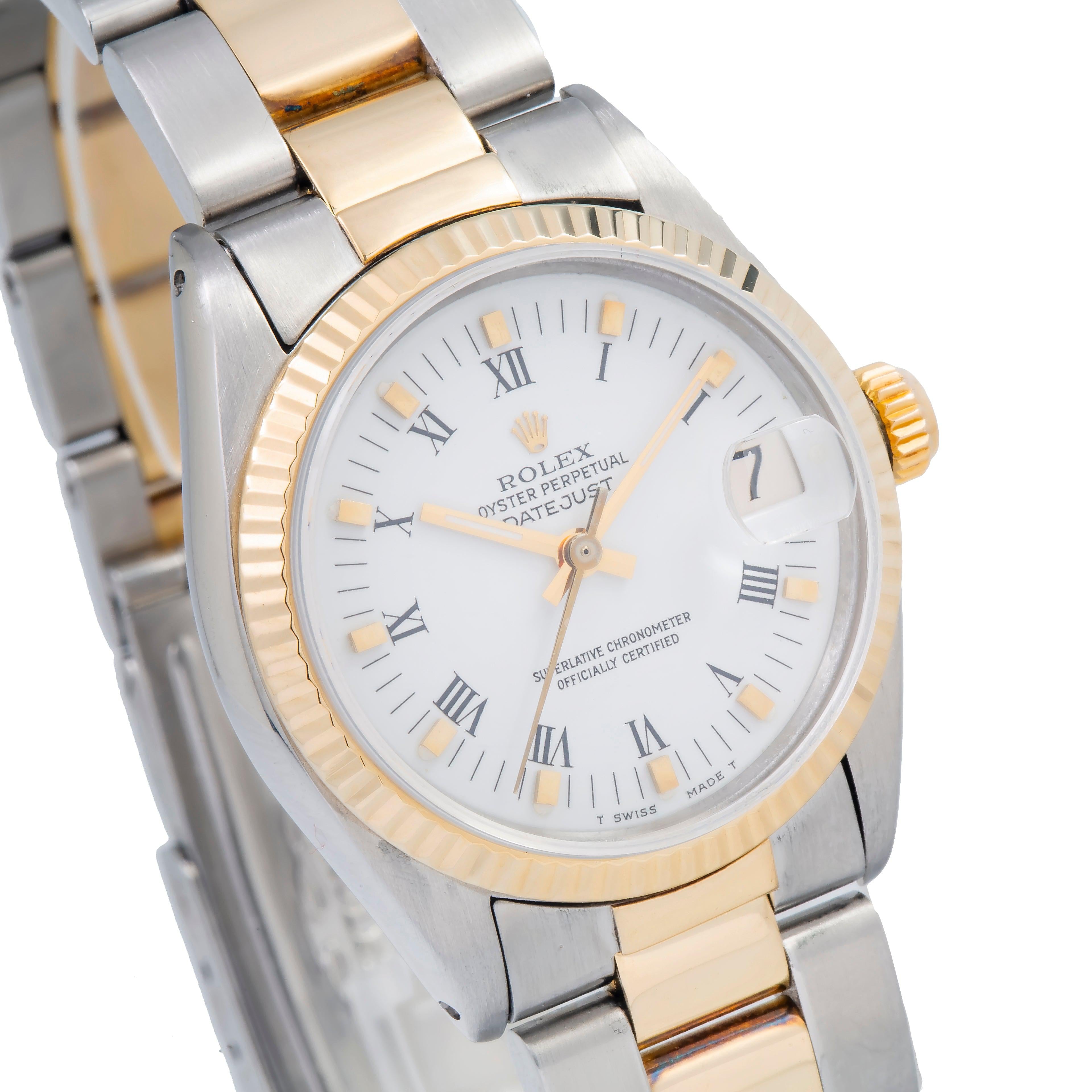 Rolex Datejust 6827 31MM White Roman Dial With Two Tone Oyster Bracelet