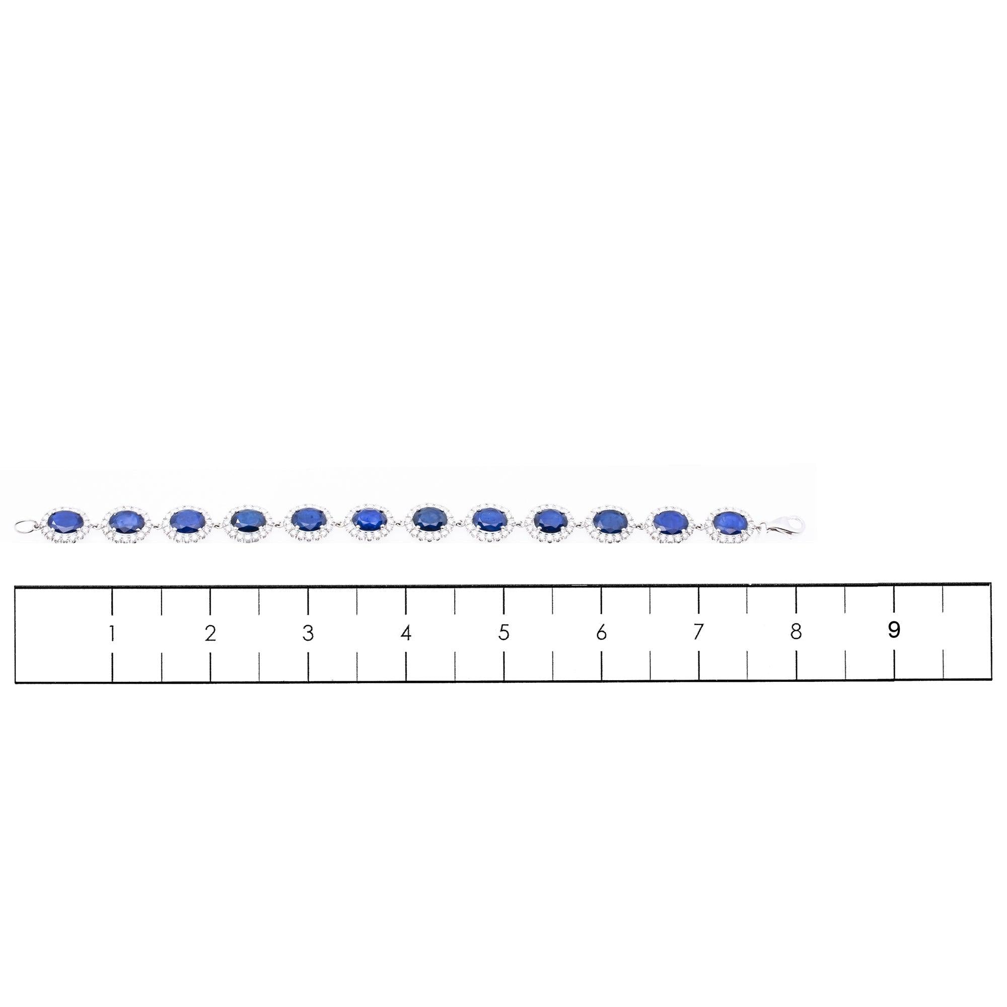 18K GOLD ROUND DIAMOND AND GEMSTONE SAPPHIRE BRACELET 29.15 CTW