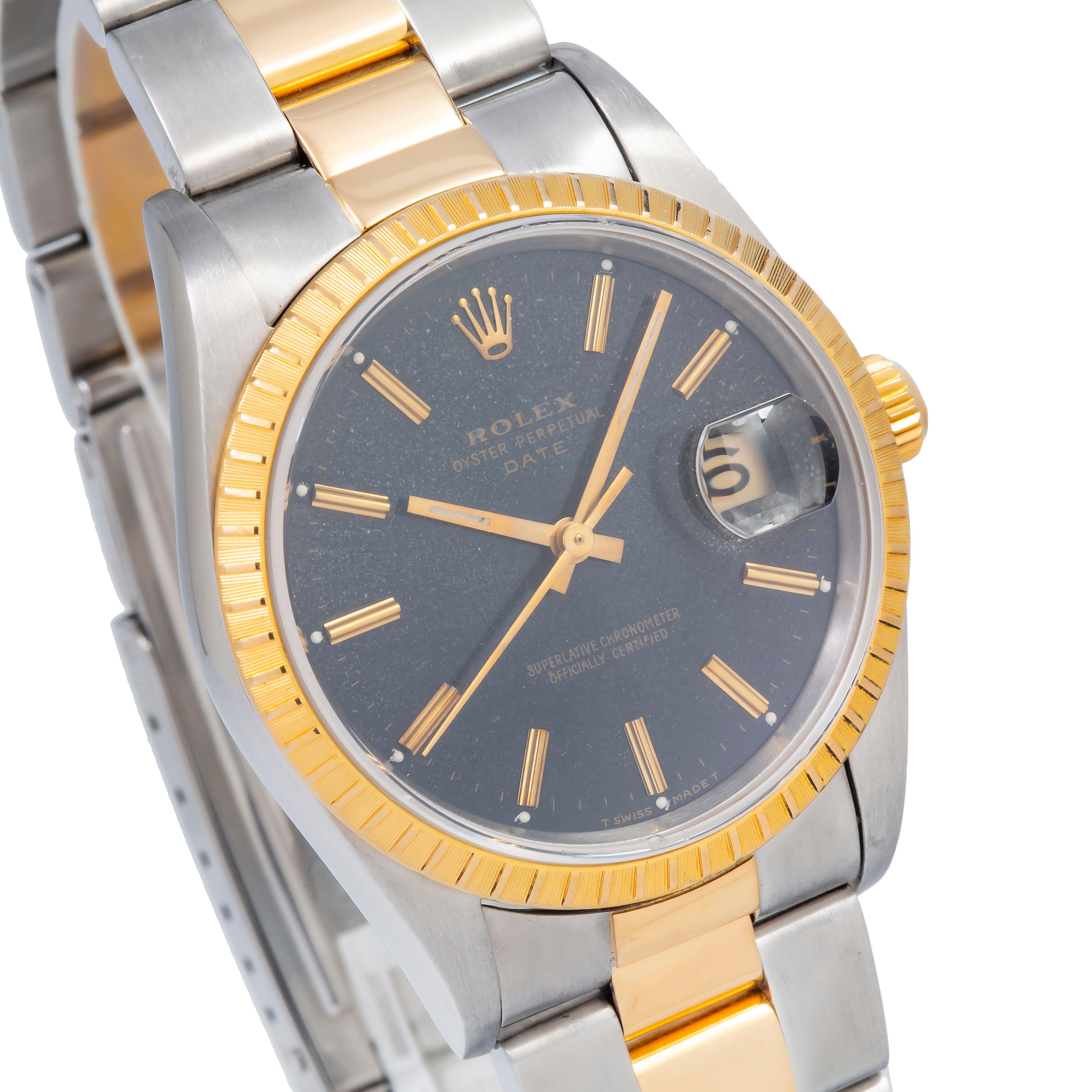 Rolex Date 15233 34MM Black Dial With Two Tone Oyster Bracelet