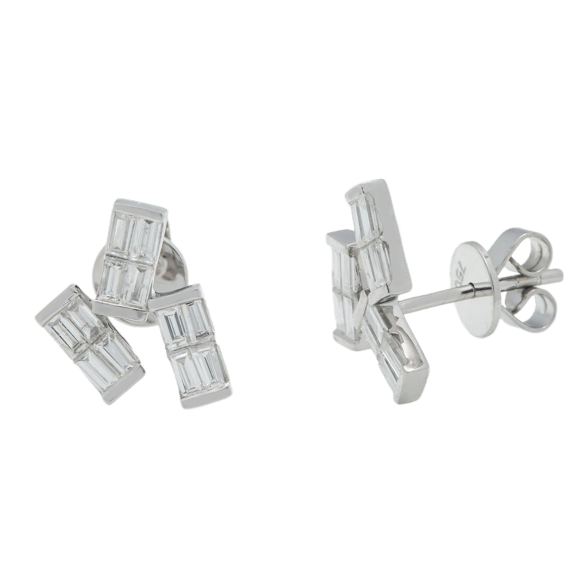 18K GOLD DIAMOND LADIES EARRINGS 0.76 CTW