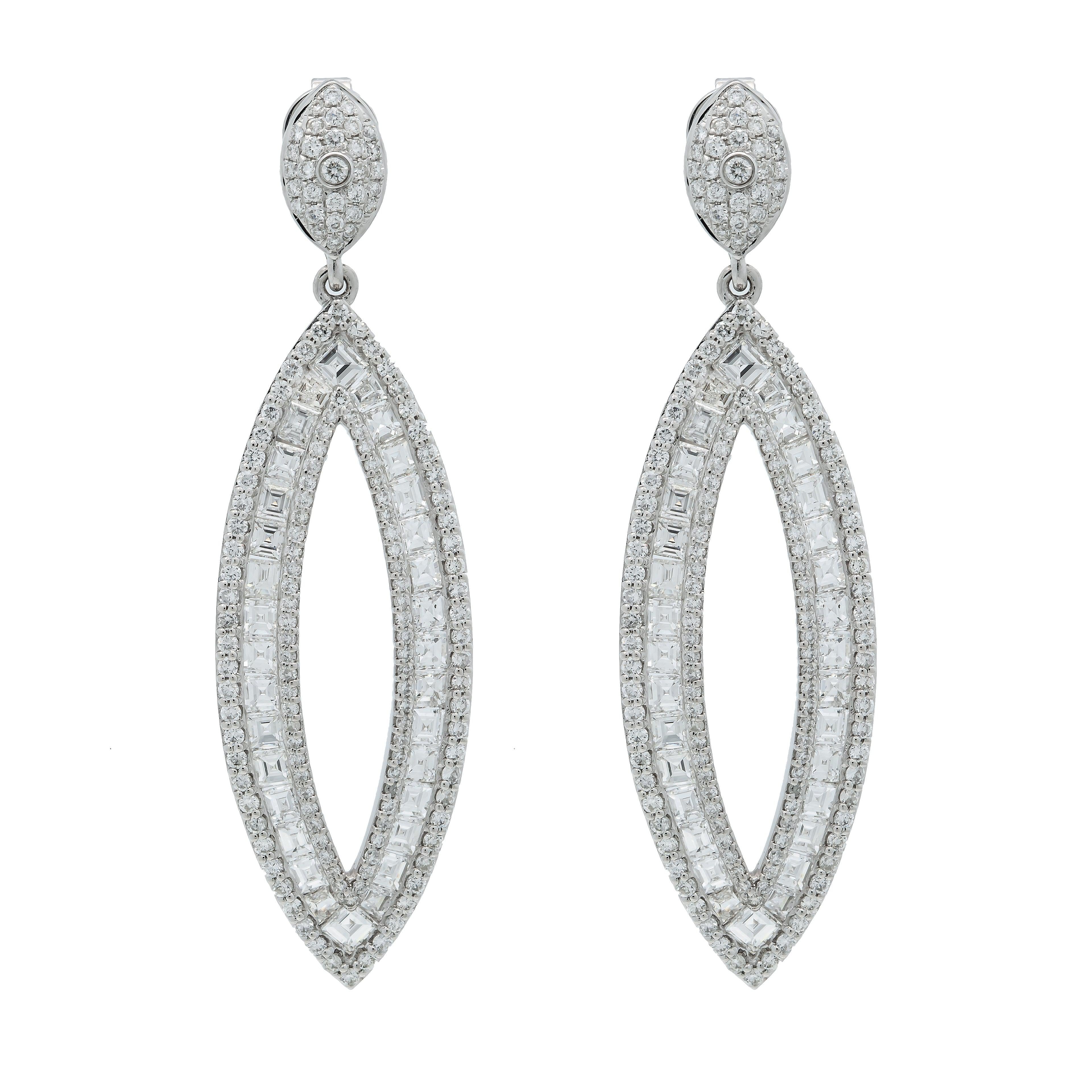18K GOLD DIAMOND LADIES DROP EARRINGS 5.32 CTW