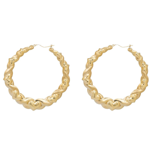 10K GOLD LADIES ROUND HEART SHAPE HOOP EARRINGS