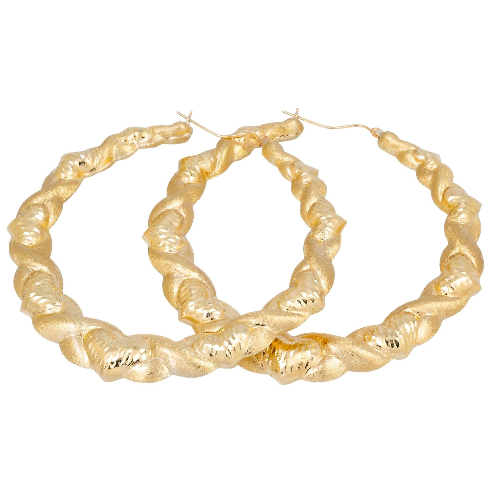 10K GOLD LADIES ROUND HEART SHAPE HOOP EARRINGS
