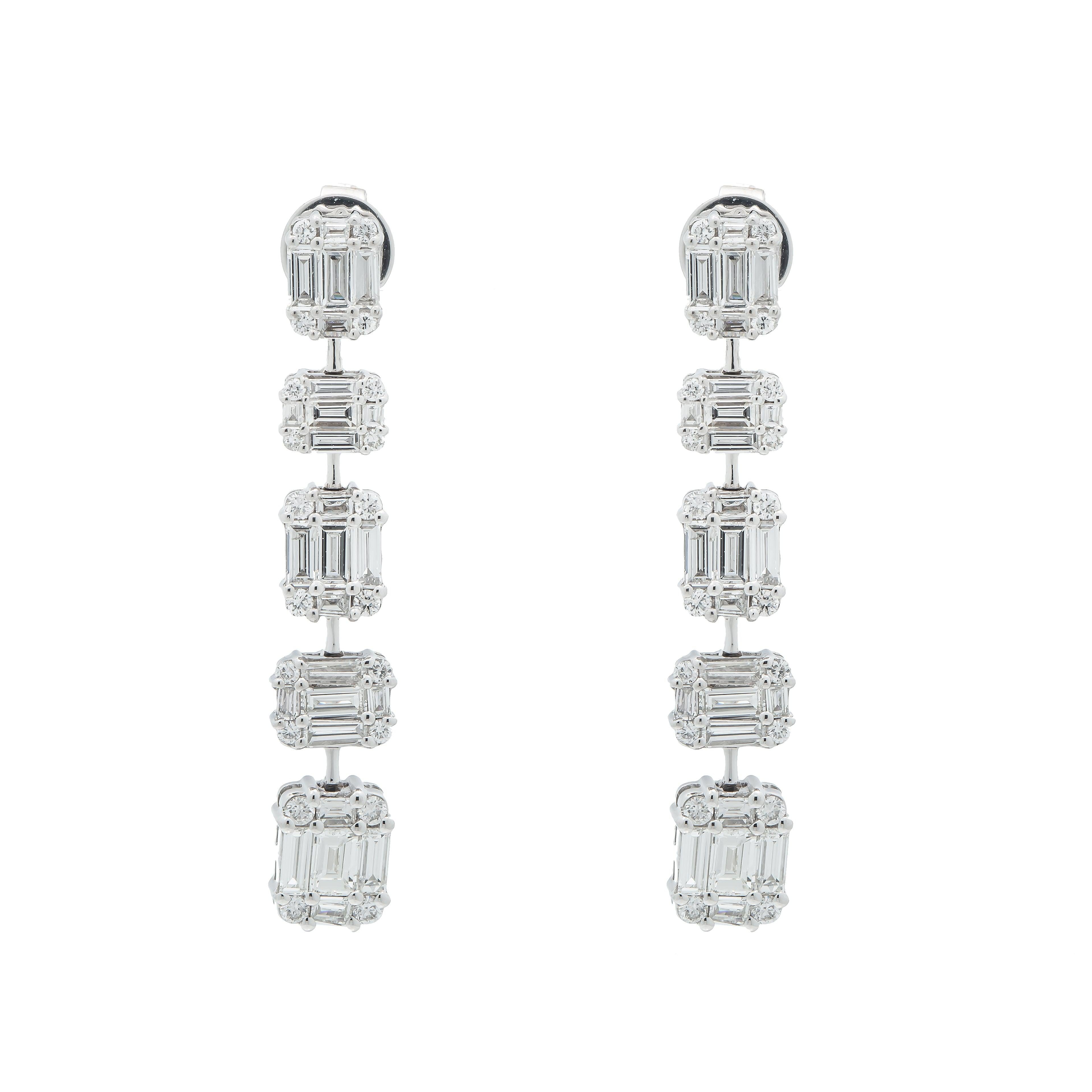 18K GOLD DIAMOND LADIES DROP EARRINGS 1.93 CTW
