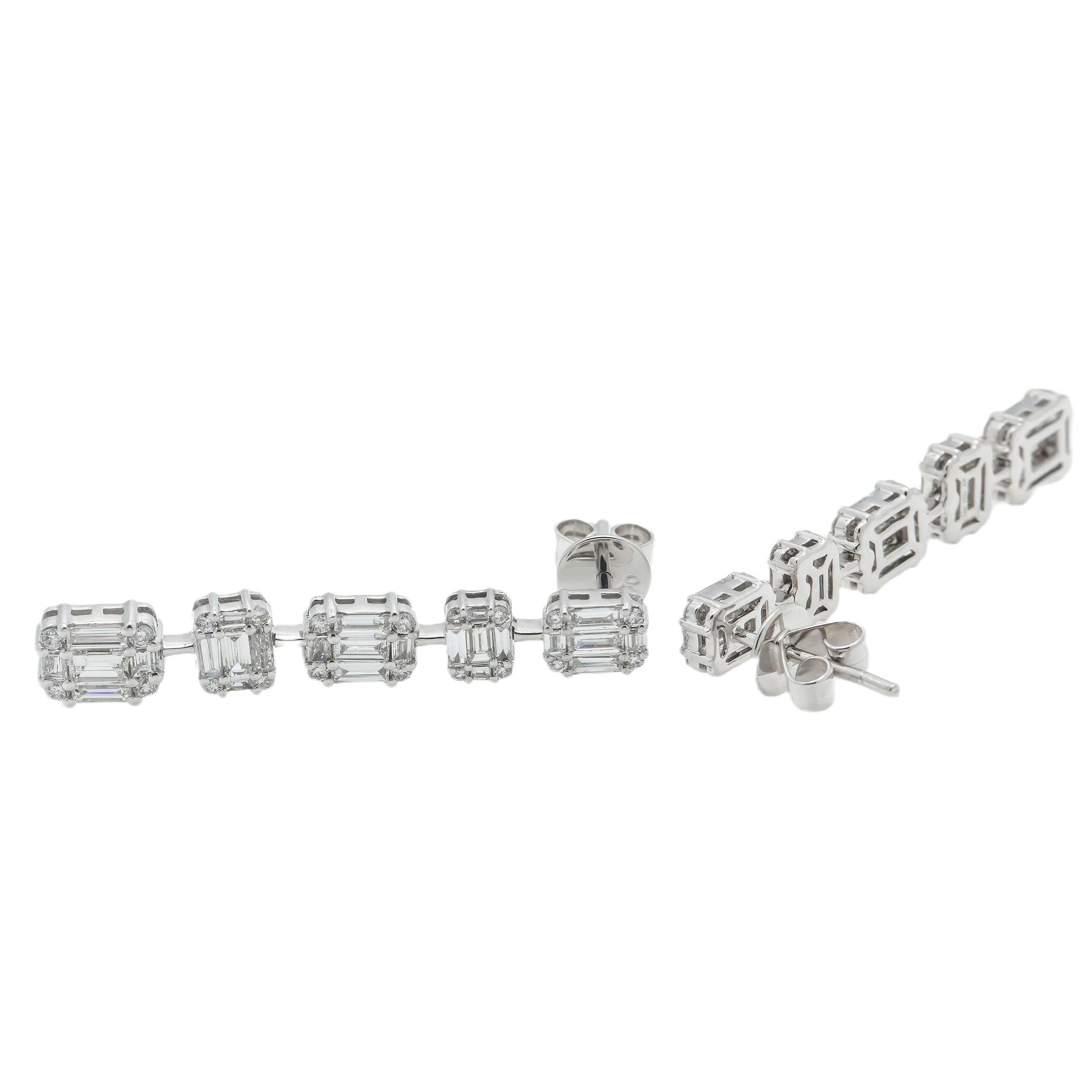 18K GOLD DIAMOND LADIES DROP EARRINGS 1.93 CTW