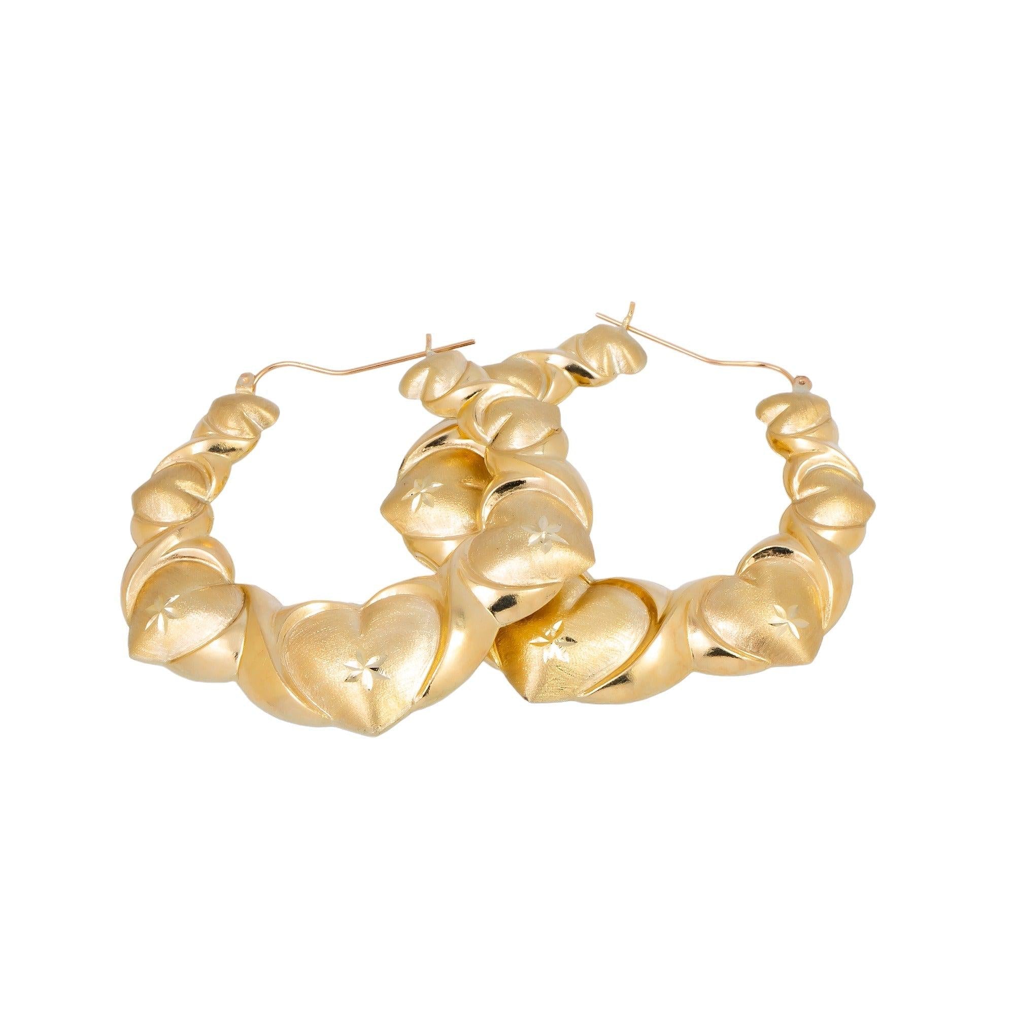 10K GOLD LADIES HEART HOOP EARRINGS