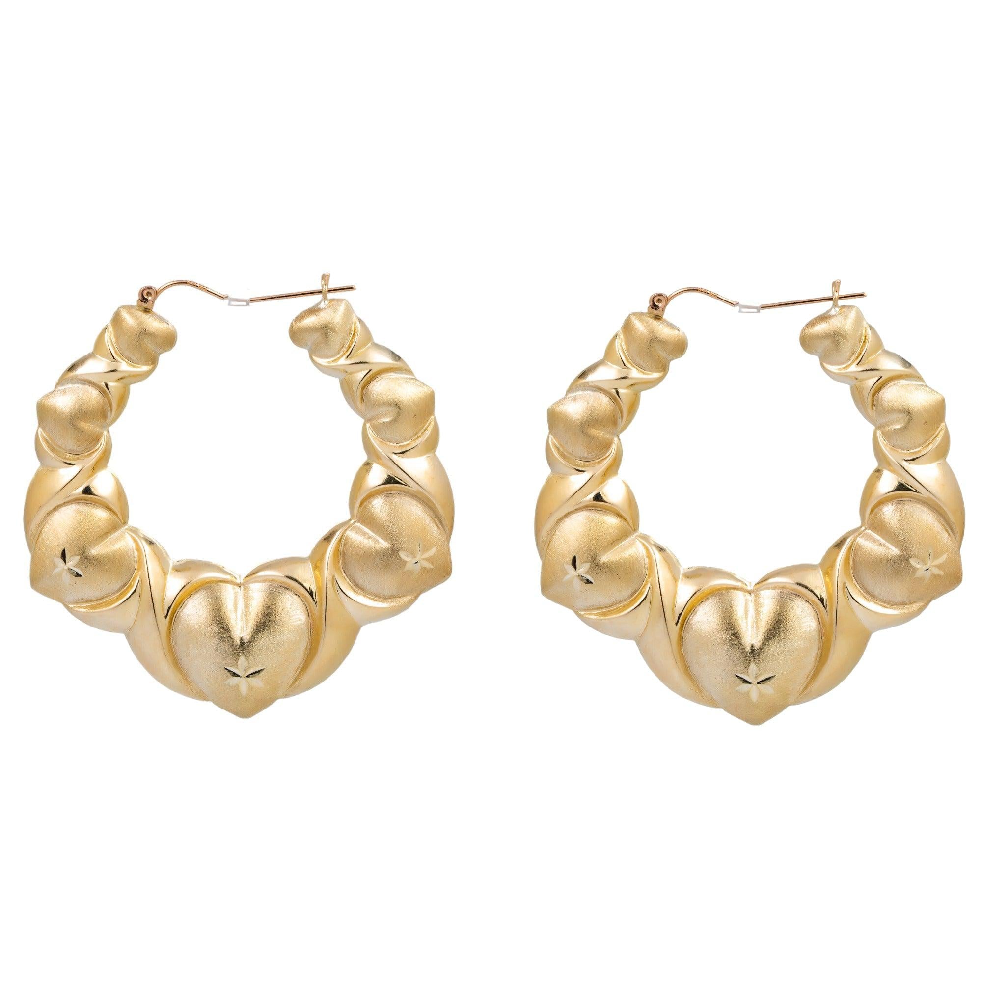 10K GOLD LADIES HEART HOOP EARRINGS
