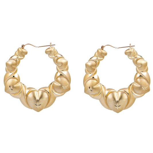 10K GOLD LADIES HEART HOOP EARRINGS