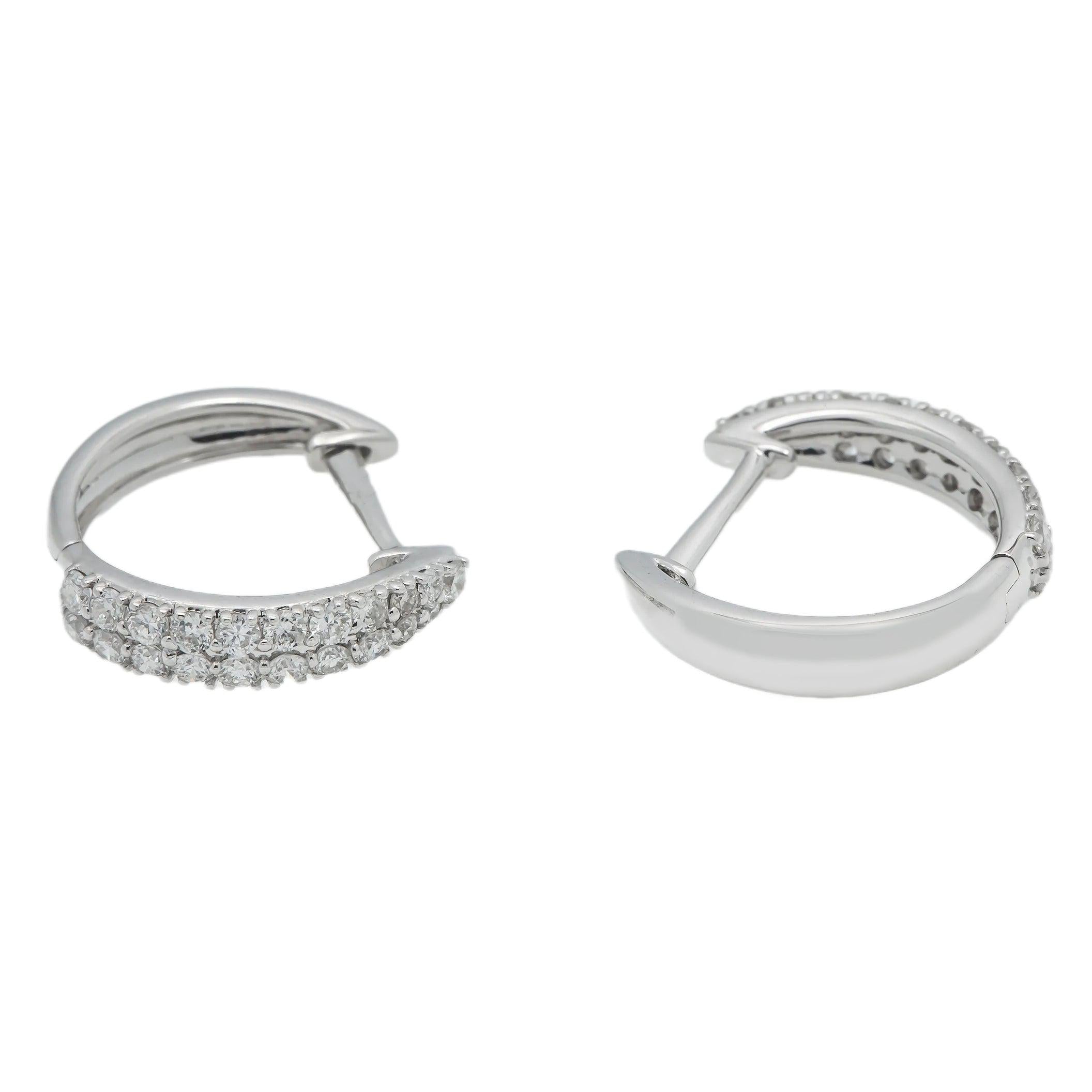 18K GOLD DIAMOND LADIES HOOP EARRINGS 0.39 CTW
