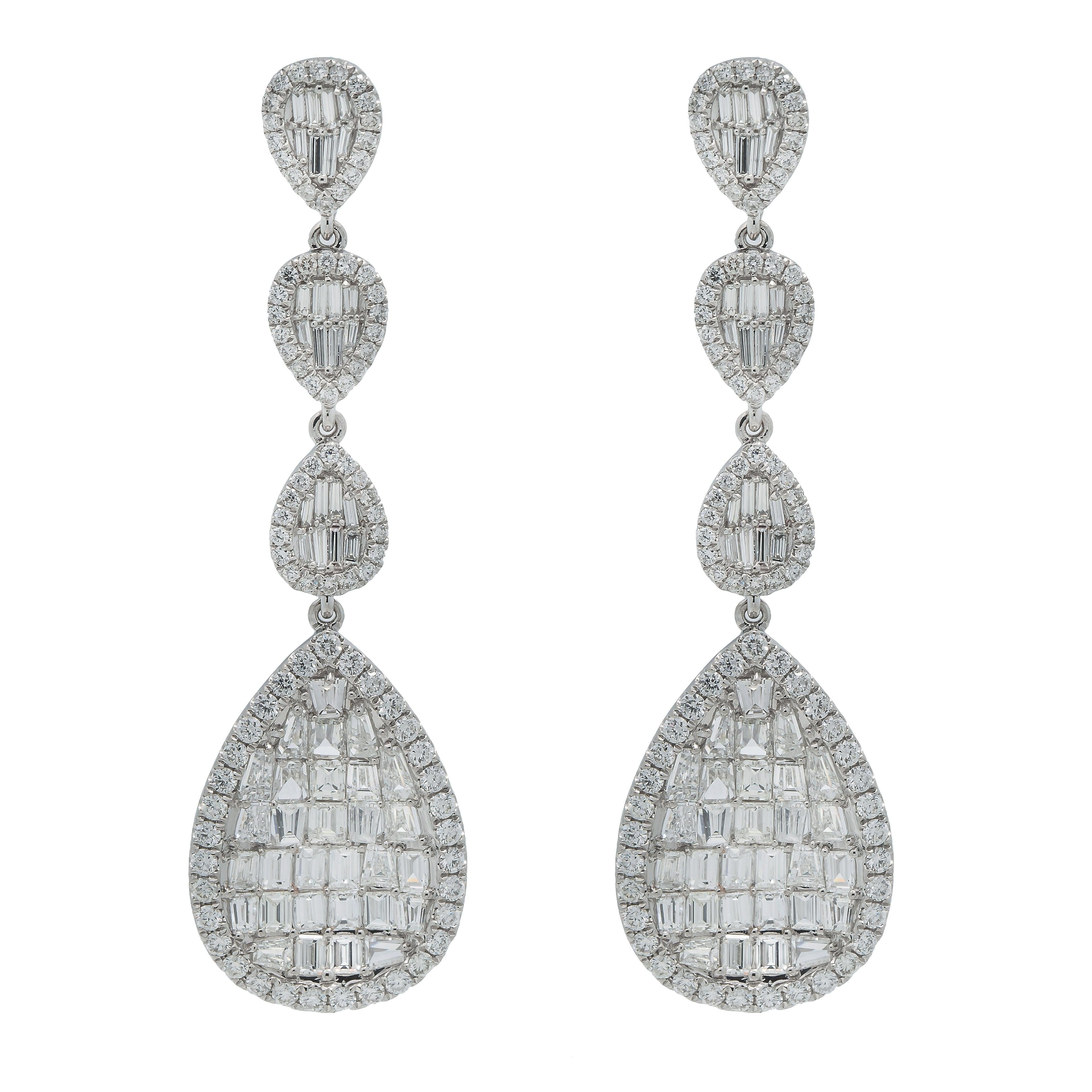 18K GOLD DIAMOND LADIES DROP EARRINGS 5.42 CTW