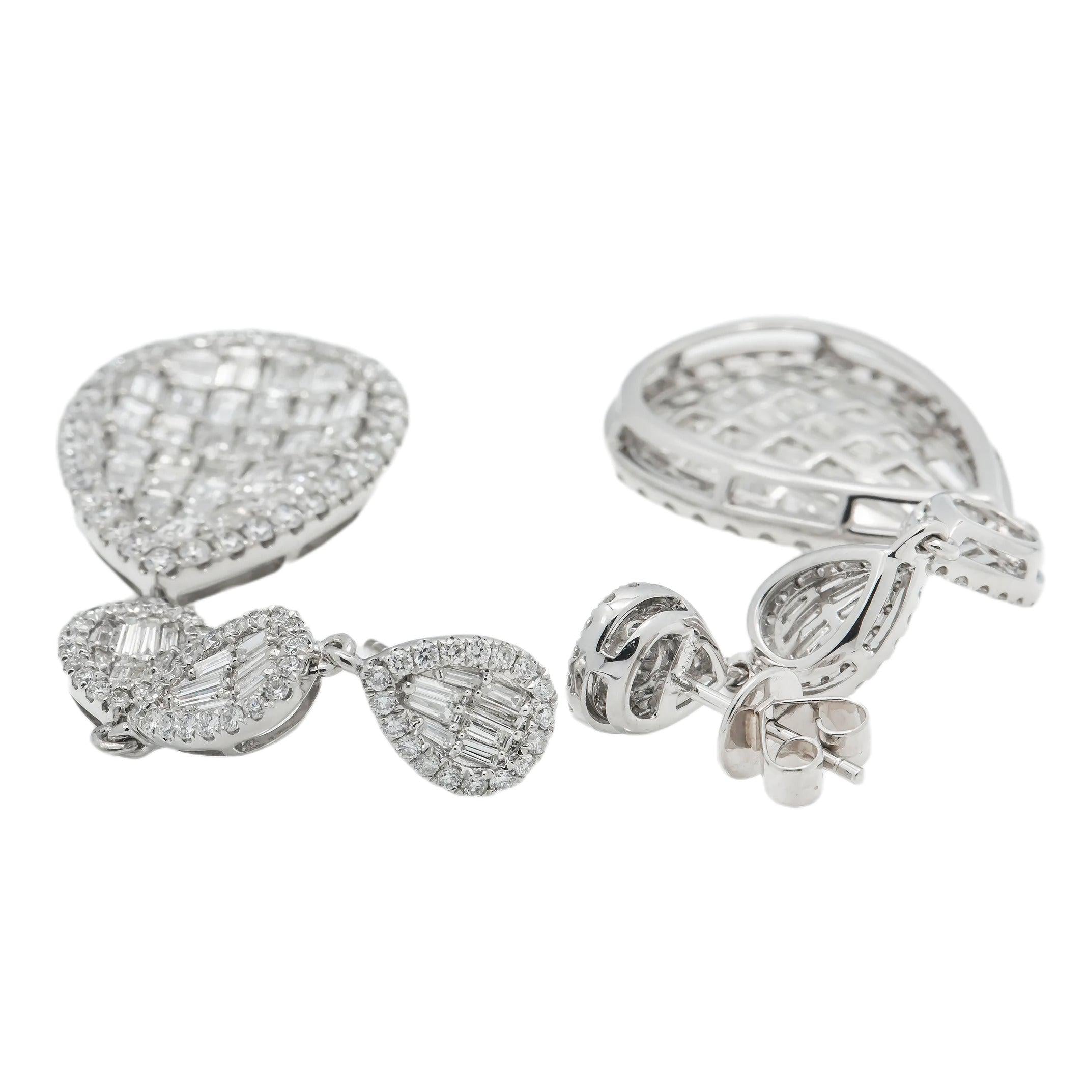 18K GOLD DIAMOND LADIES DROP EARRINGS 5.42 CTW