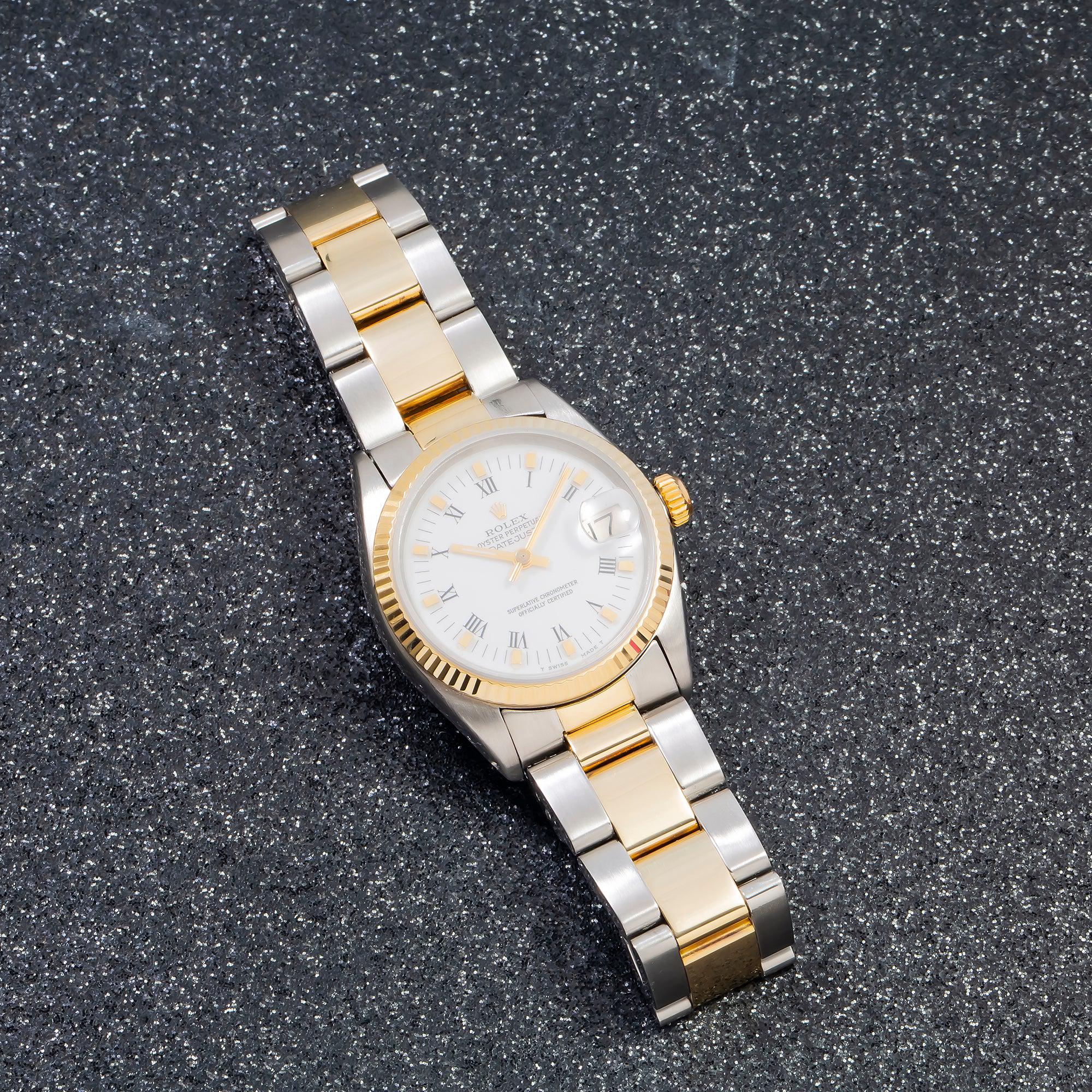 Rolex Datejust 6827 31MM White Roman Dial With Two Tone Oyster Bracelet