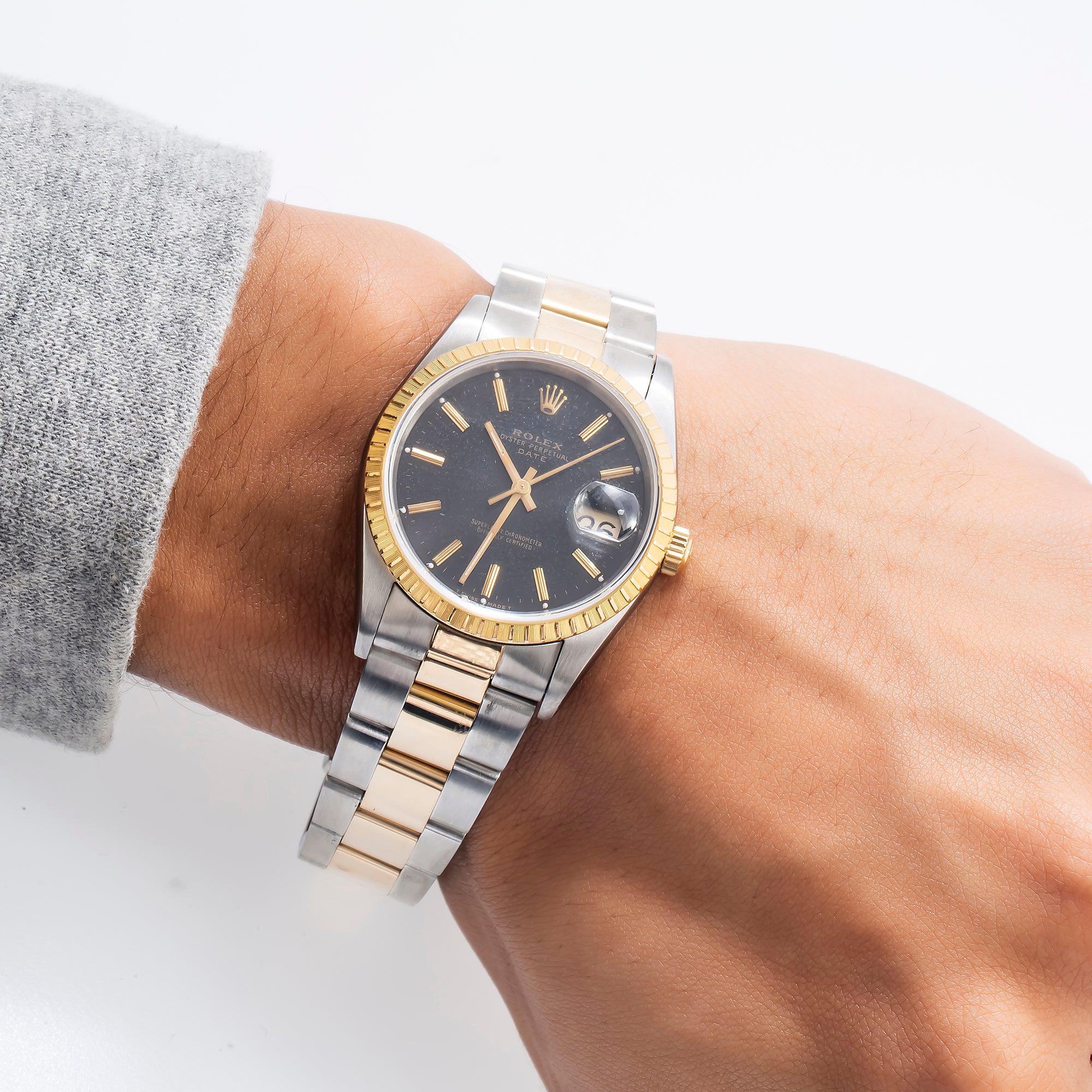 Rolex Date 15233 34MM Black Dial With Two Tone Oyster Bracelet