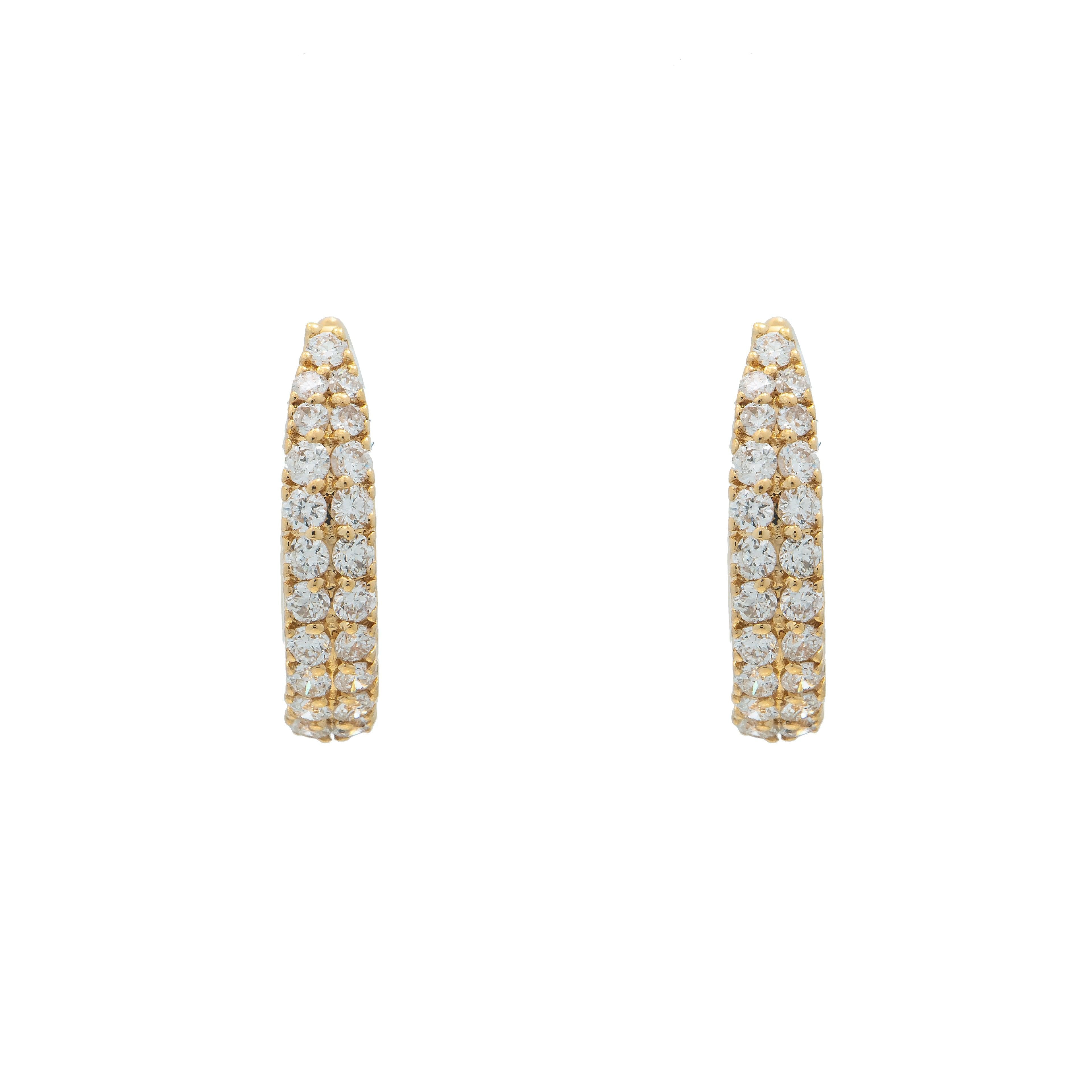 18K GOLD DIAMOND LADIES HOOP EARRINGS 0.39 CTW