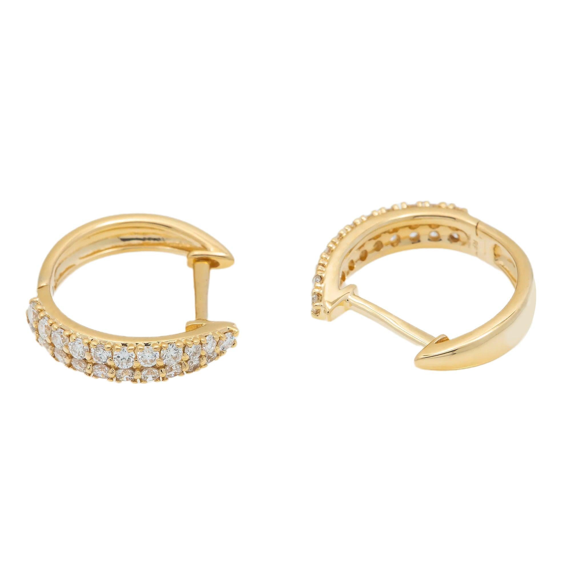 18K GOLD DIAMOND LADIES HOOP EARRINGS 0.38 CTW
