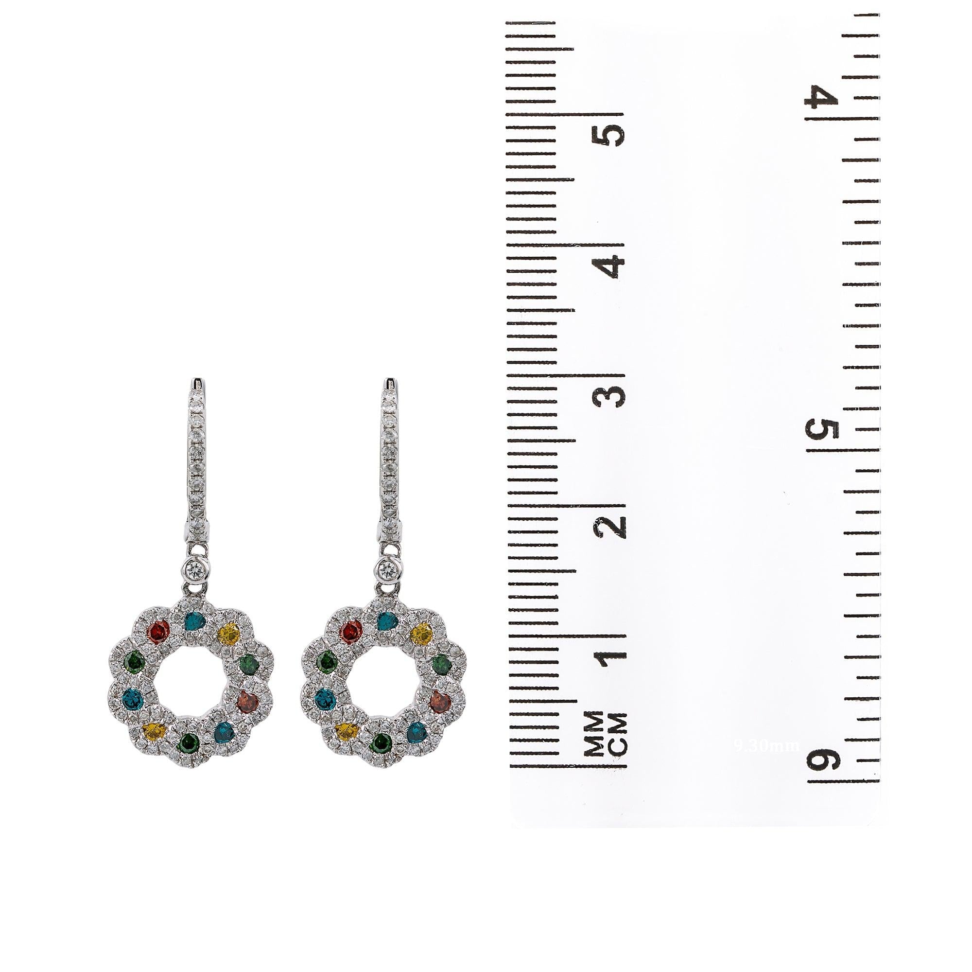 14K WHITE GOLD COLORED DIAMOND DROP EARRINGS 1.48 CTW