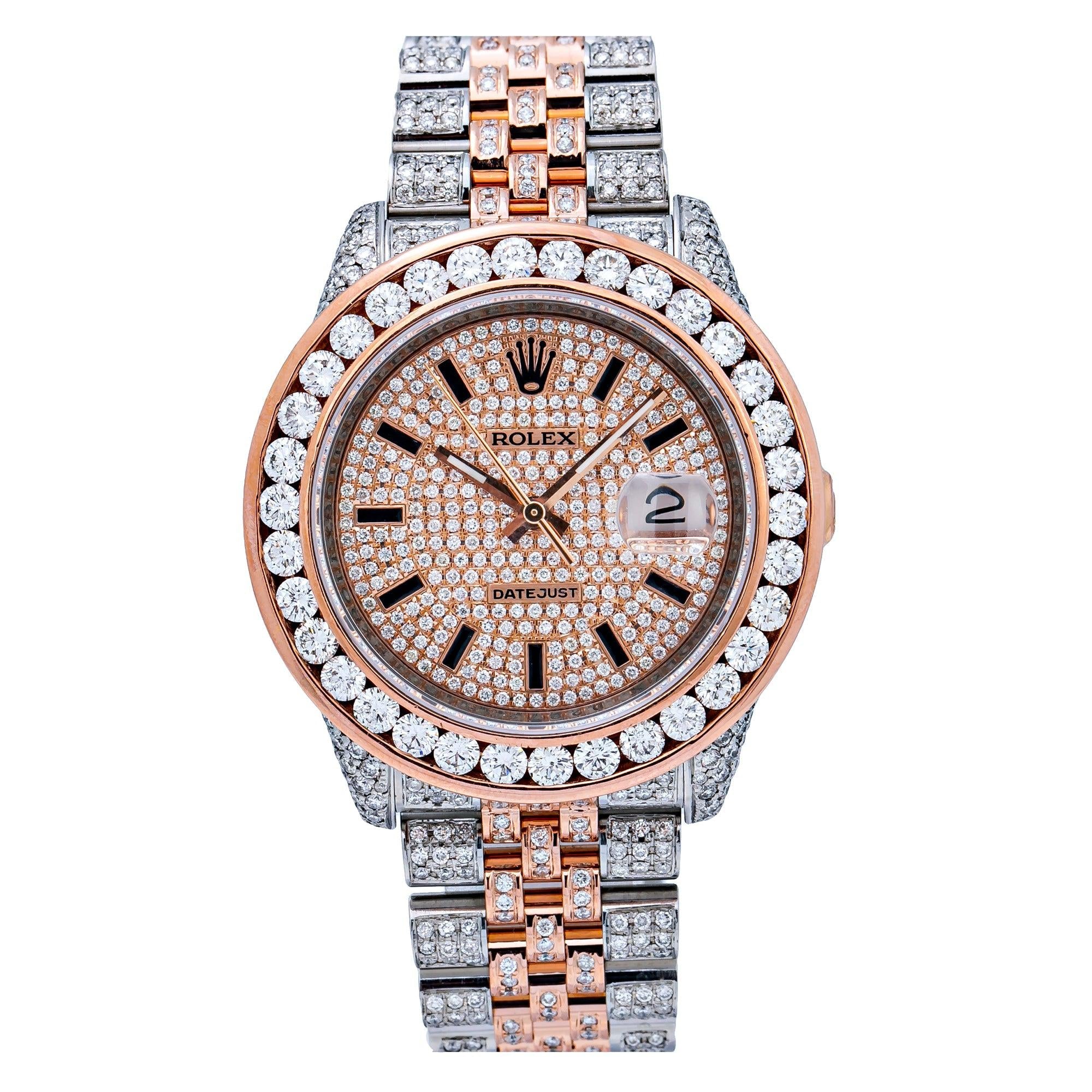 Rolex Datejust 36MM 116231 Diamond Paved Dial Diamond Bezel Two Tone Full Diamond Jubilee Bracelet 11.75ct