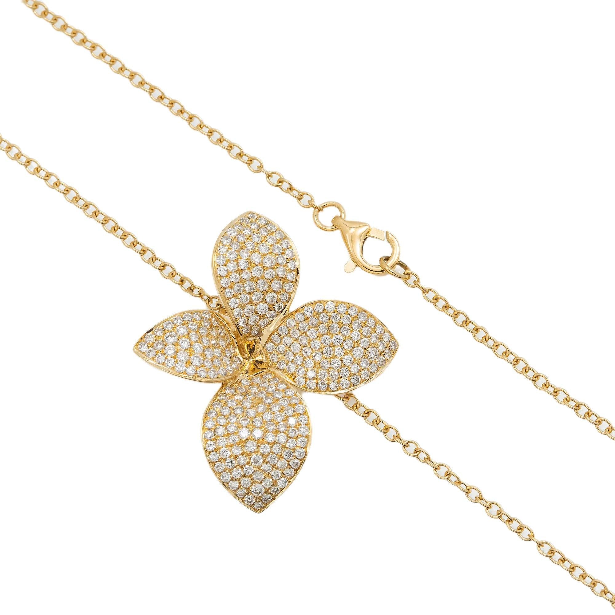 18K GOLD DIAMOND FLOWER NECKLACE 1.07 CT