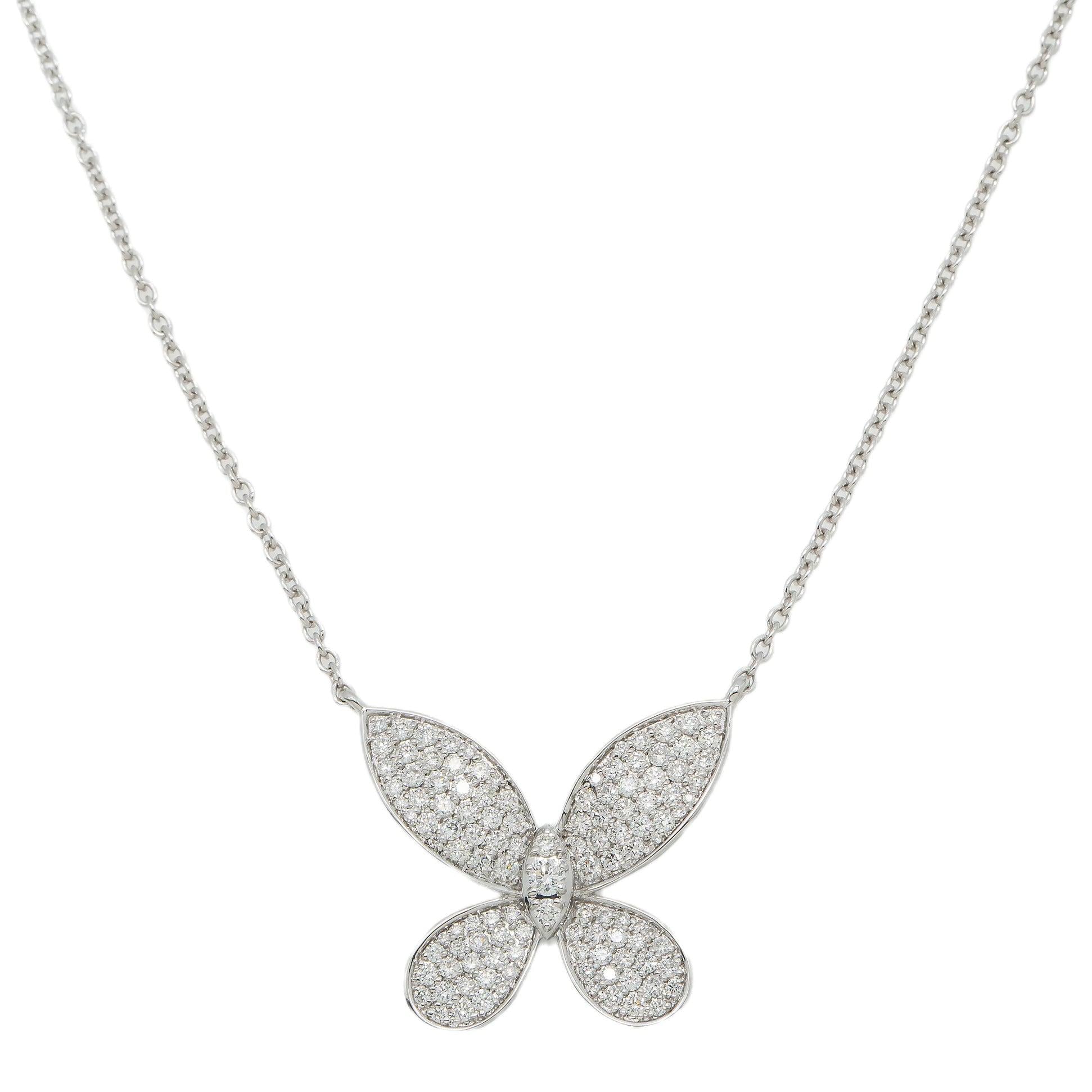14K GOLD DIAMOND BUTTERFLY NECKLACE 0.96 CT