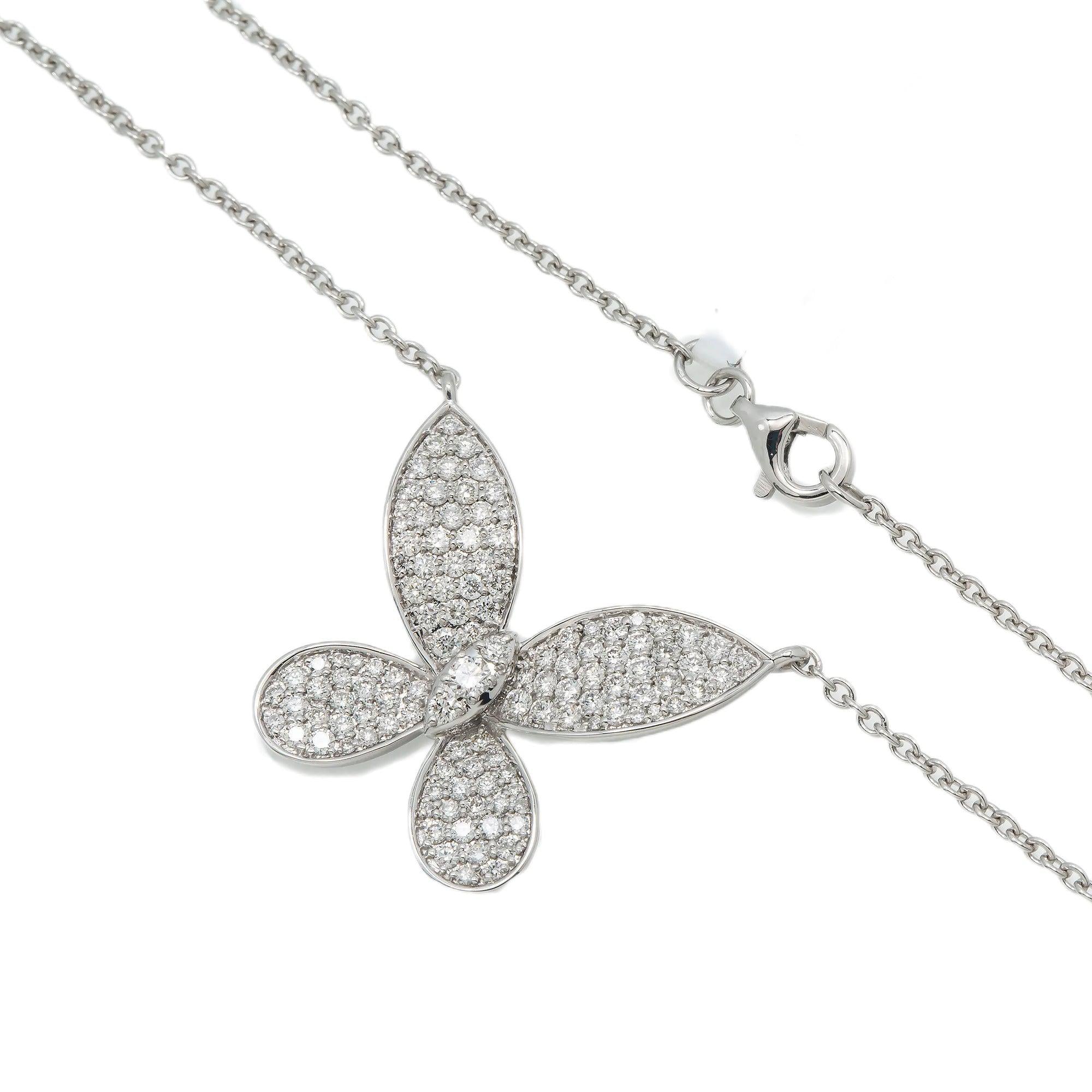 14K GOLD DIAMOND BUTTERFLY NECKLACE 0.96 CT