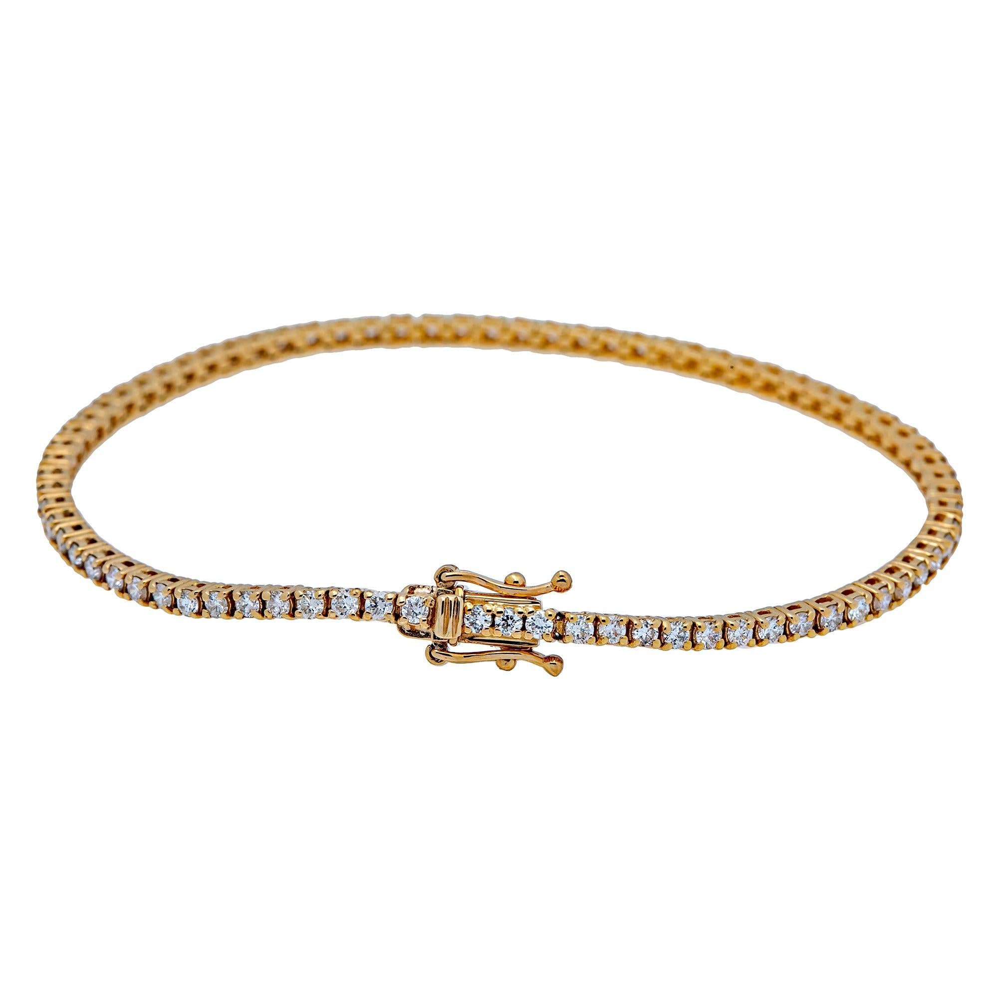 14K YELLOW GOLD TENNIS BRACELET WITH 1.93 CT DIAMONDS