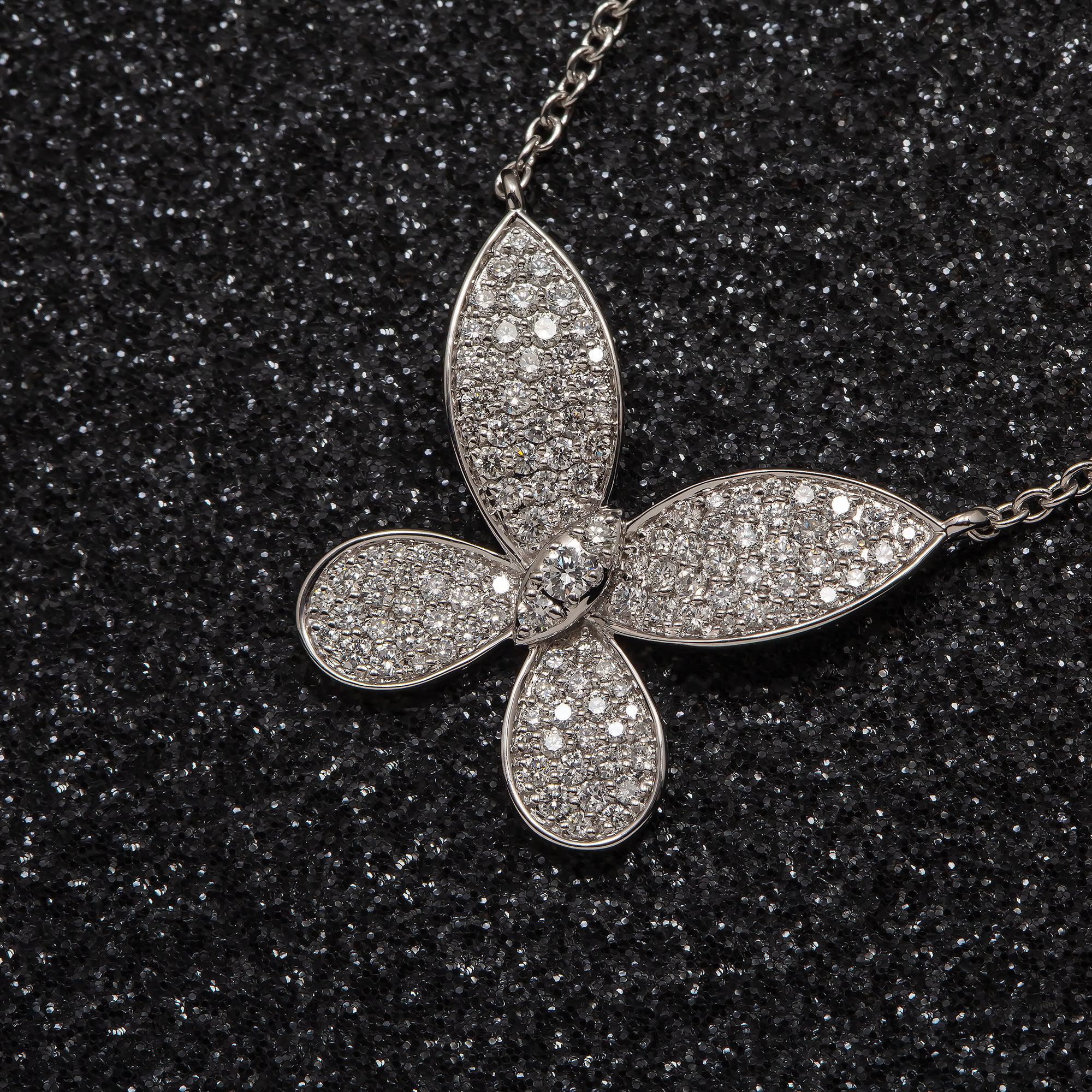 14K GOLD DIAMOND BUTTERFLY NECKLACE 0.96 CT
