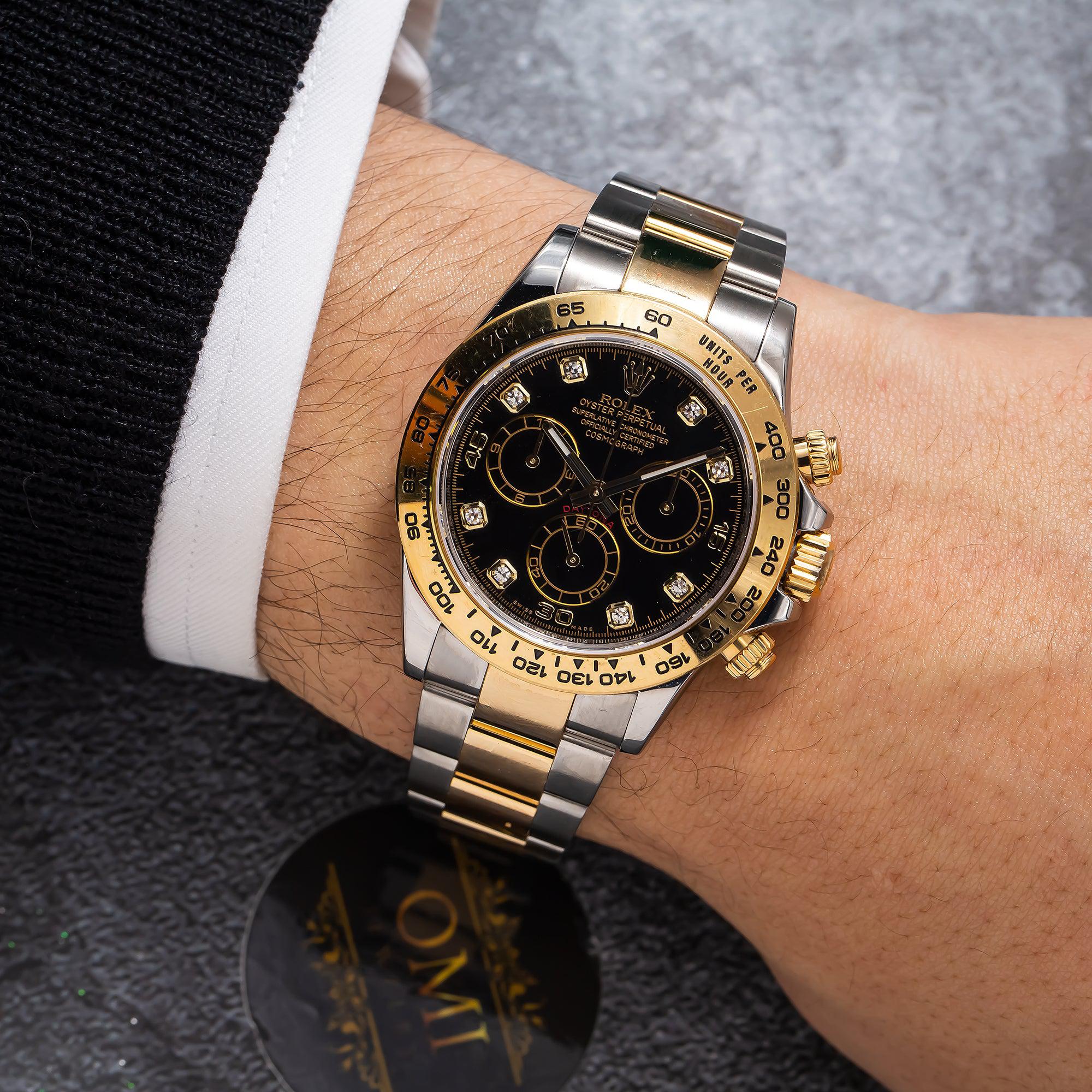 Rolex Cosmograph Daytona 116503 40MM Black Diamond Dial With Two Tone Oyster Bracelet
