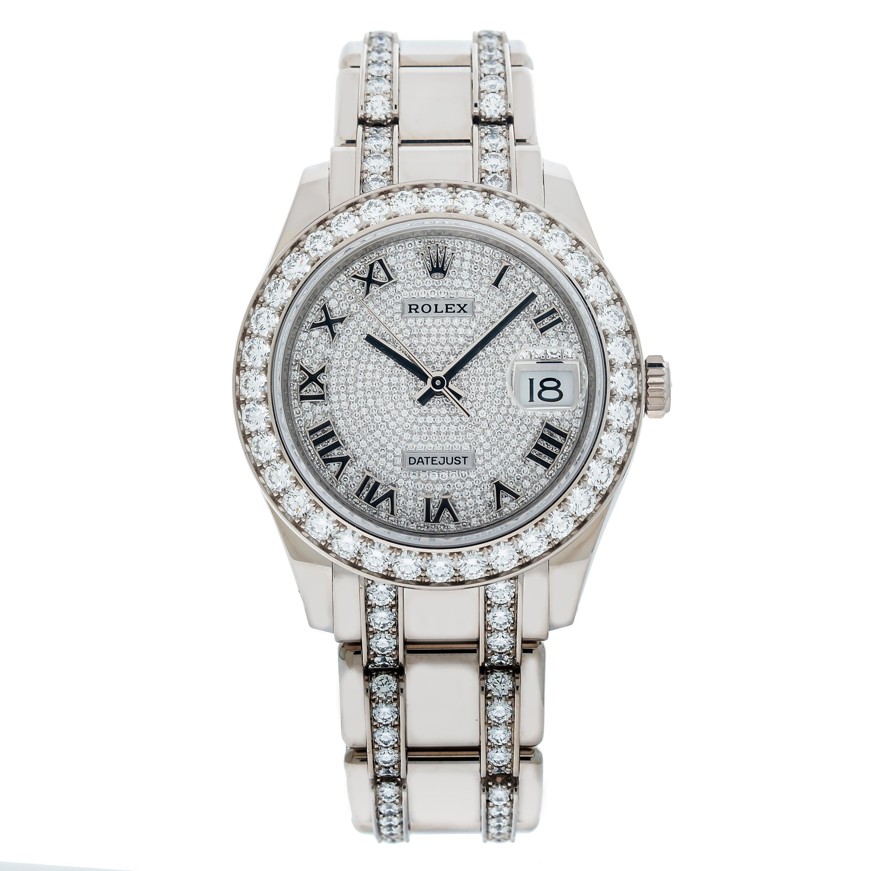 Rolex Datejust Pearlmaster 86289 39MM Diamond Dial With 18K White Gold Bracelet