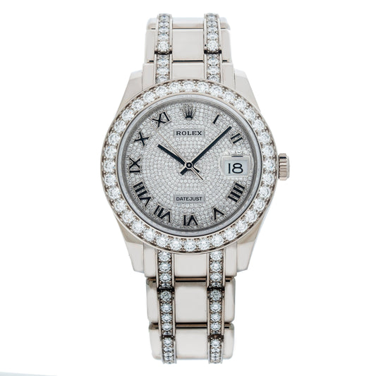Rolex Datejust Pearlmaster 86289 39MM Diamond Dial With 18K White Gold Bracelet
